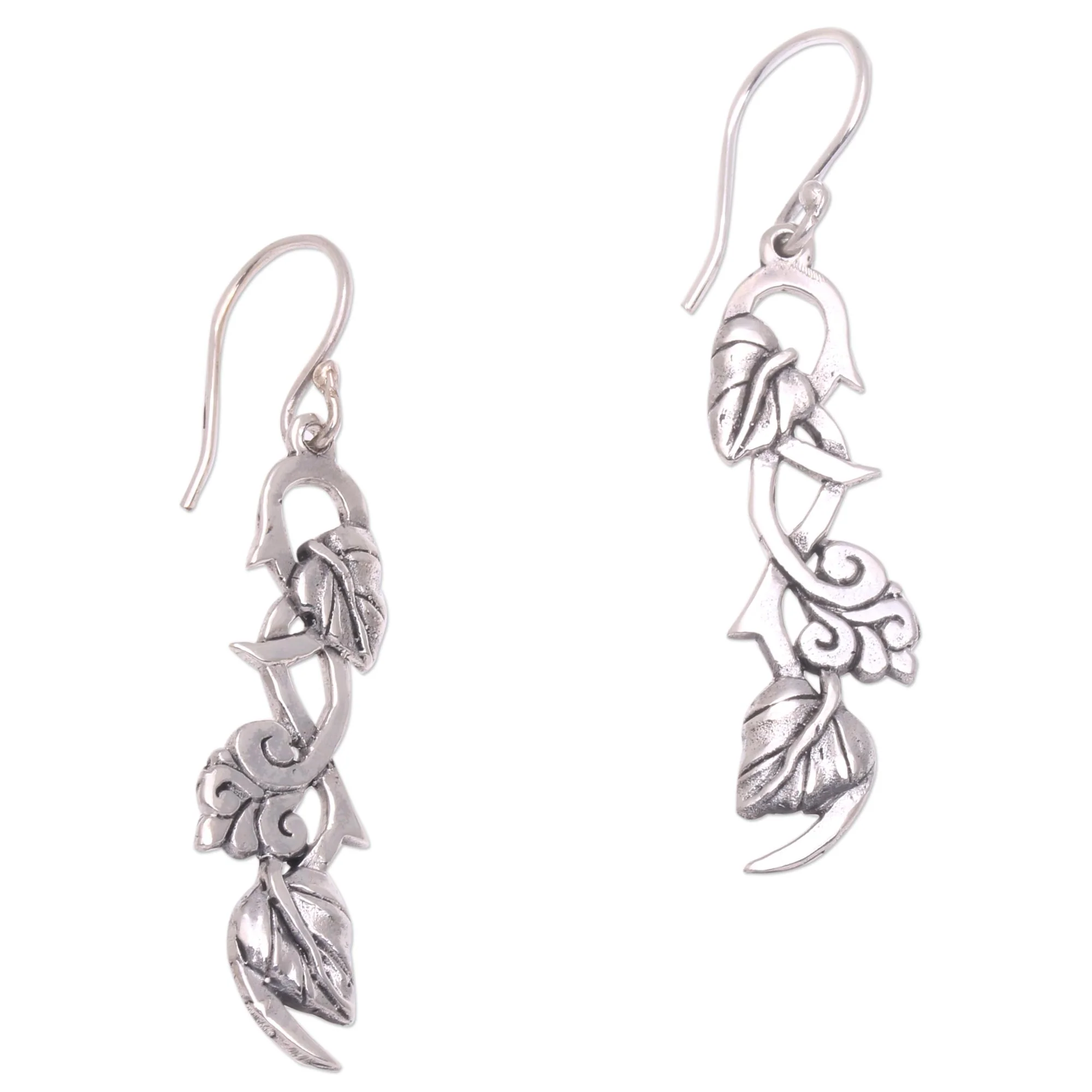 Hope Vines Sterling Silver Leafy Hope Vine Dangle Earrings - Image 2