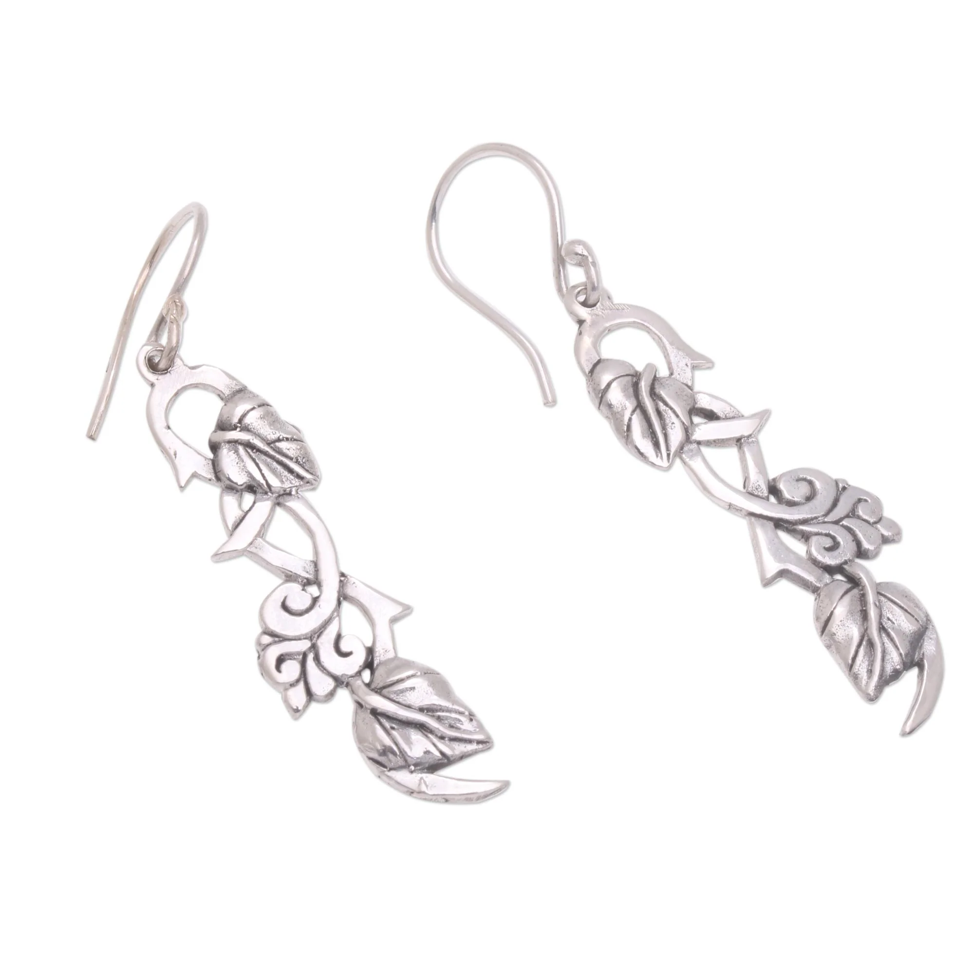 Hope Vines Sterling Silver Leafy Hope Vine Dangle Earrings - Image 4