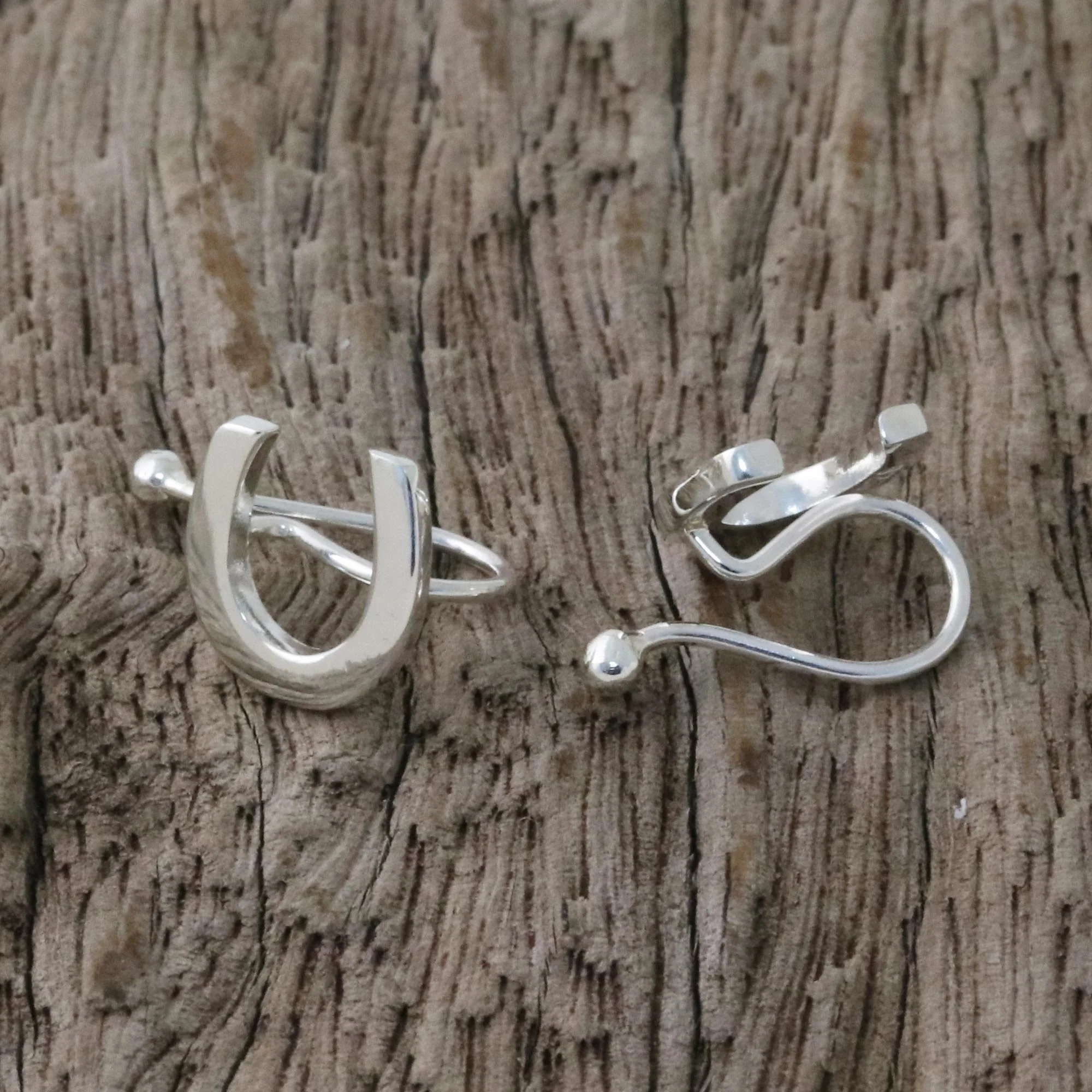 Horseshoe Luck 925 Sterling Silver Horseshoe Ear Cuffs from Thailand - Image 3
