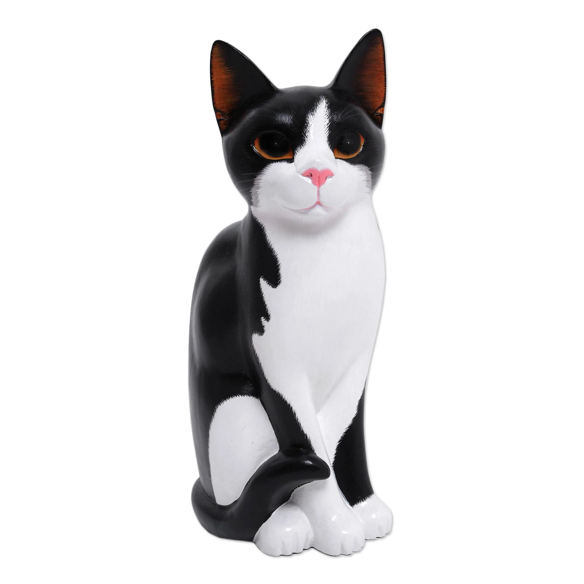 Housecat Albesia Wood Cat Sculpture - Image 2