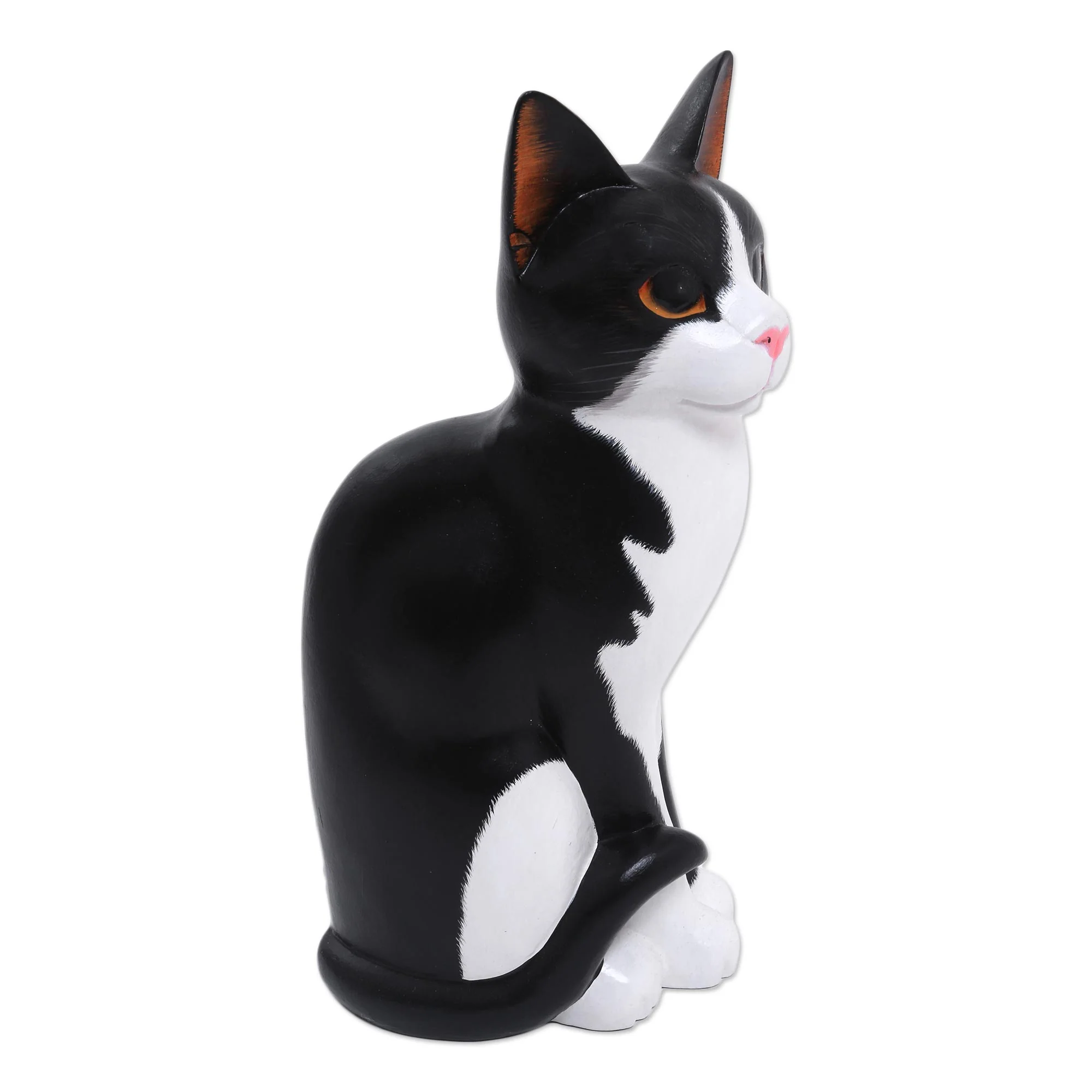 Housecat Albesia Wood Cat Sculpture - Image 4