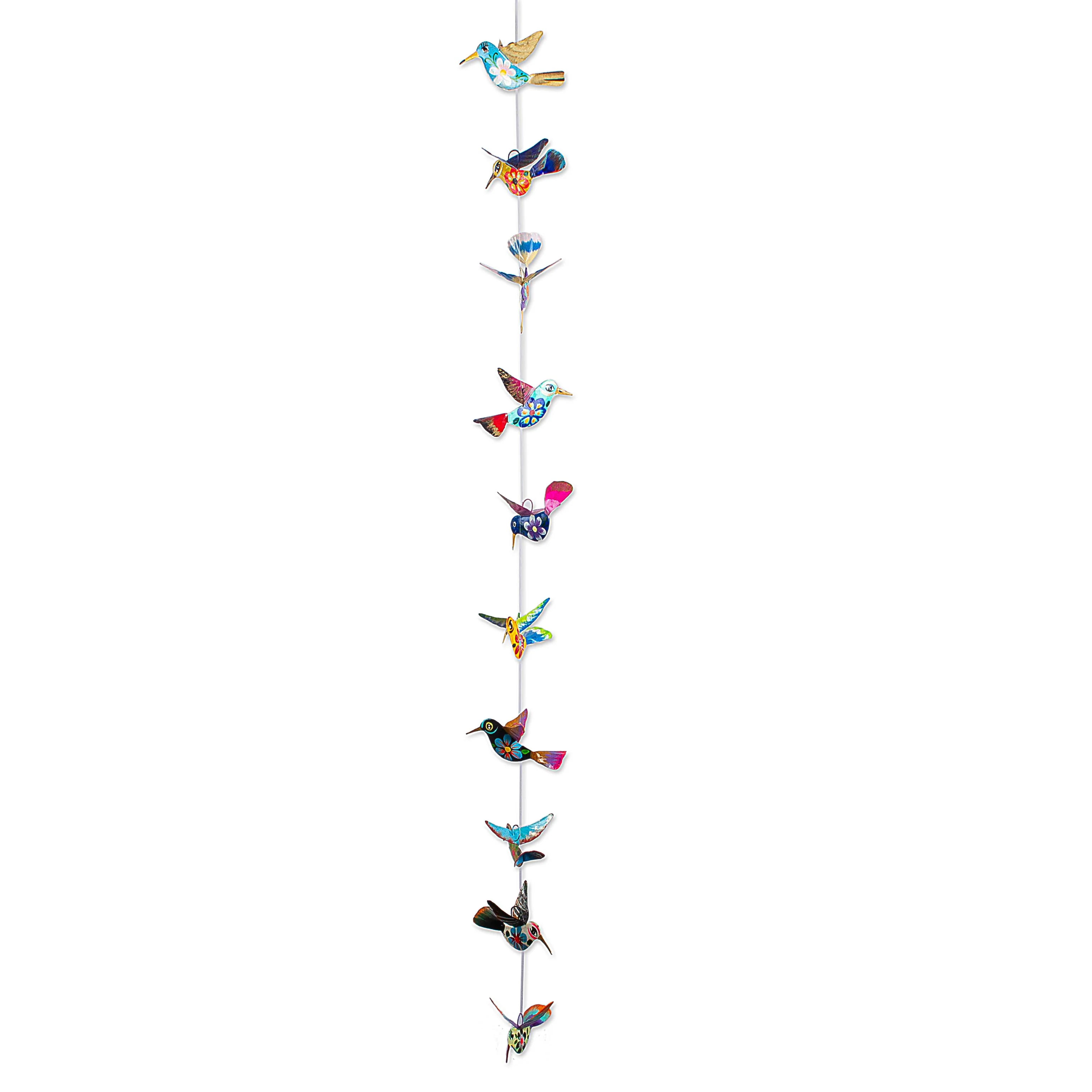 Hovering Hummingbirds Hand Painted Garland of Mexican Hummingbirds - Image 2