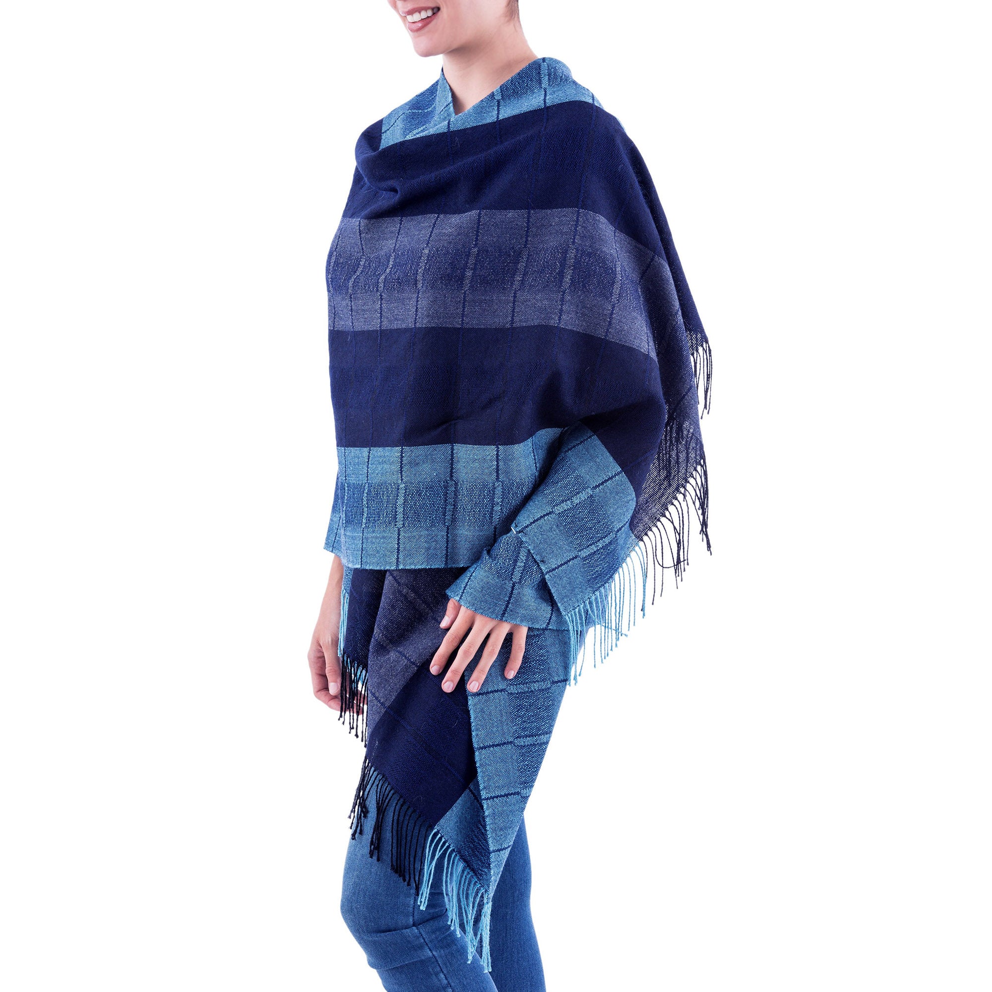 Huancayo Blues Peruvian Alpaca Shawl - Image 2
