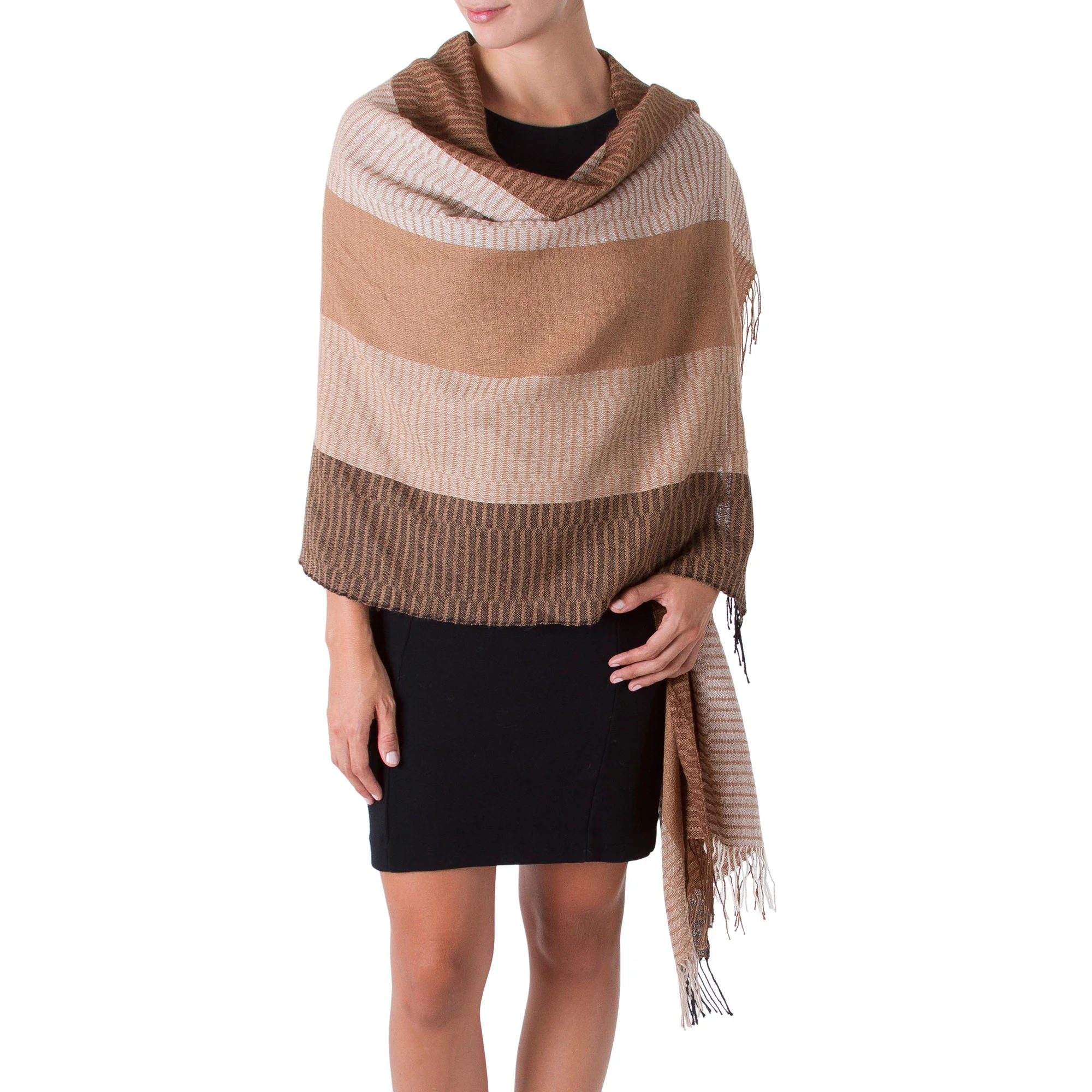 Huancayo Intensity Brown Alpaca Shawl - Image 2
