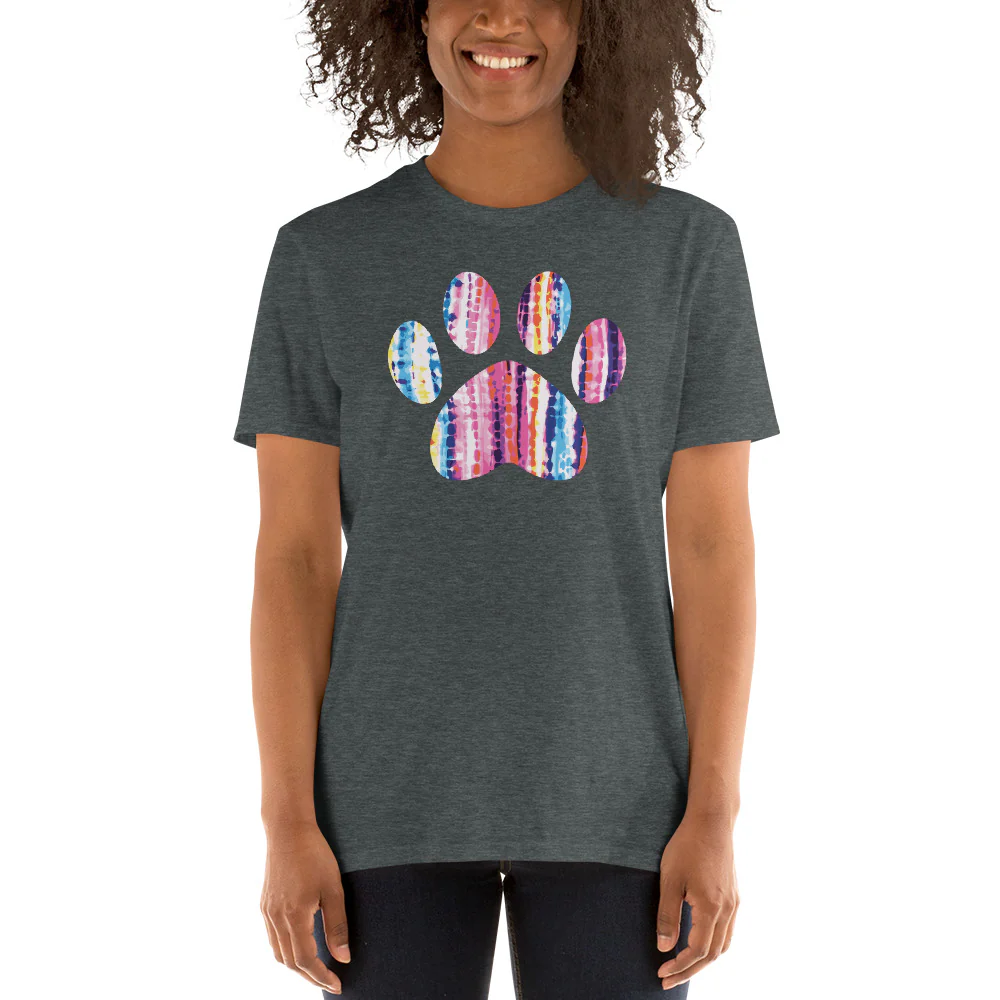 Hues of Pink Tie-Dye Paw Print T-Shirt - Image 3