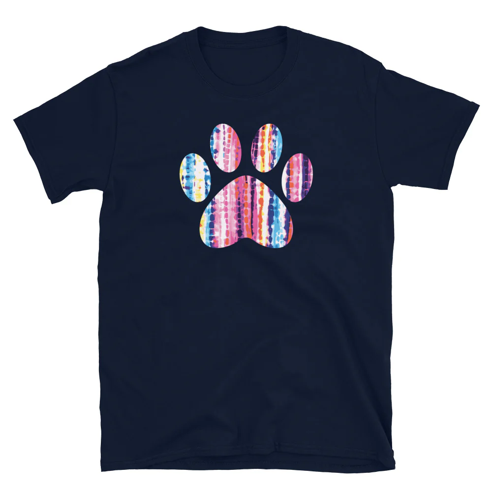 Hues of Pink Tie-Dye Paw Print T-Shirt - Image 4