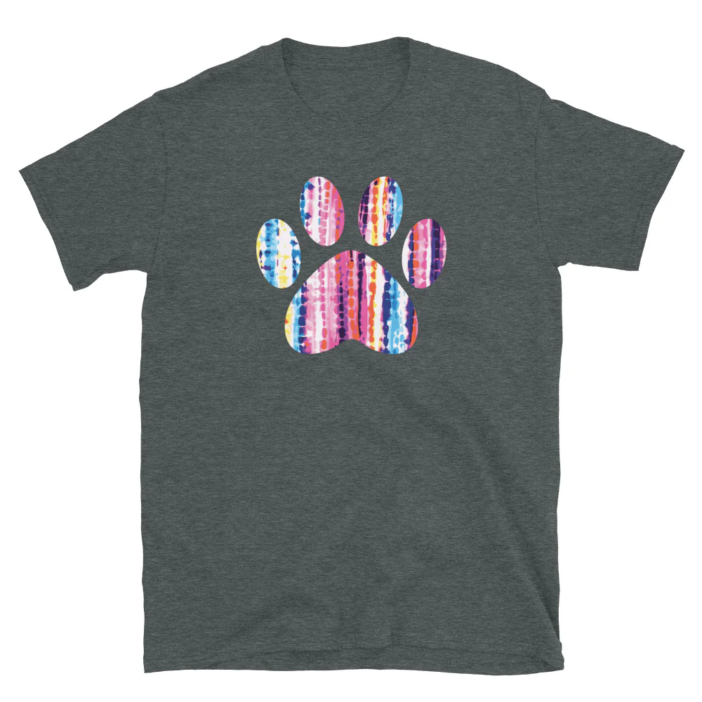Hues of Pink Tie-Dye Paw Print T-Shirt - Image 5