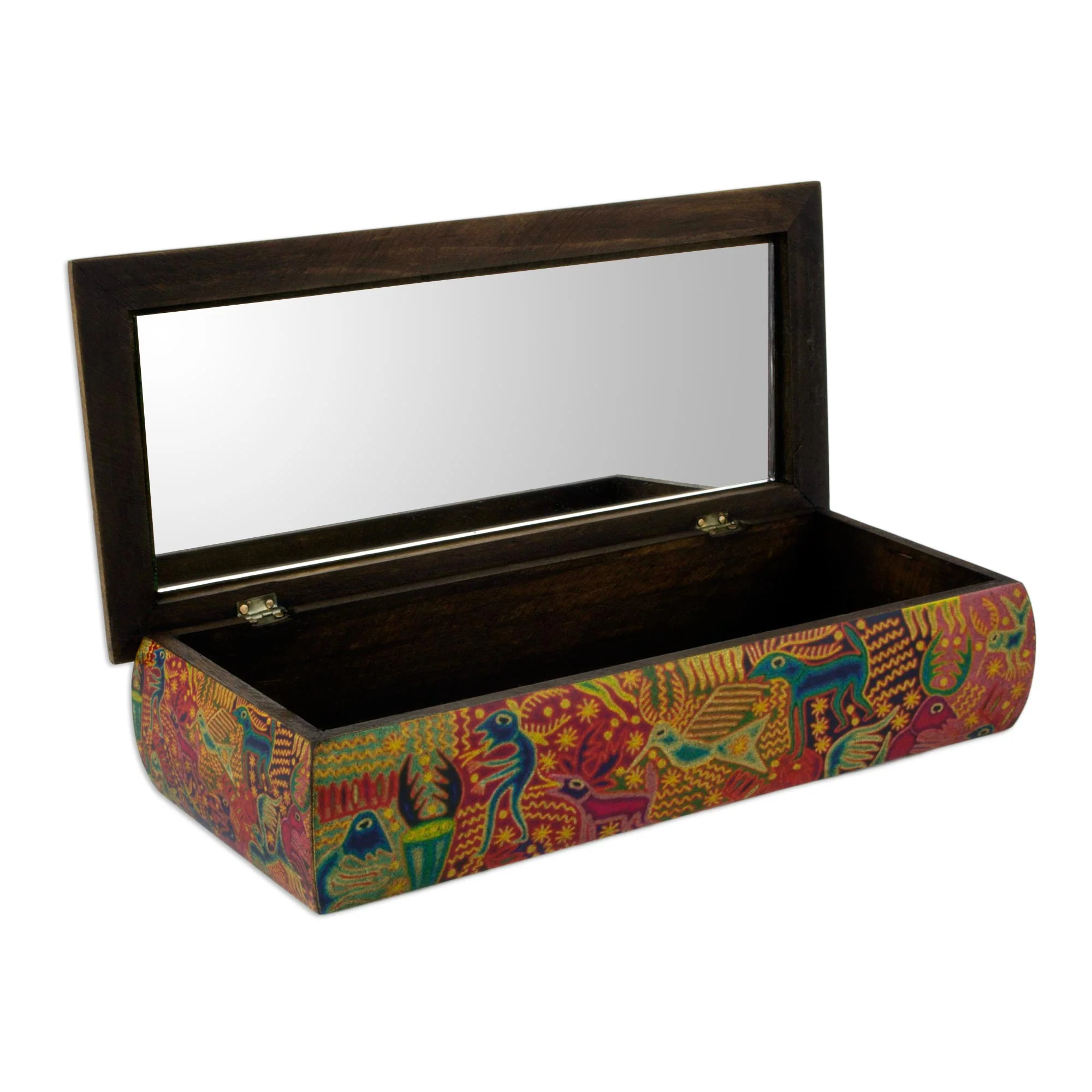 Huichol Fiesta Huichol Theme Decoupage Jewelry Box with Mirror - Image 5