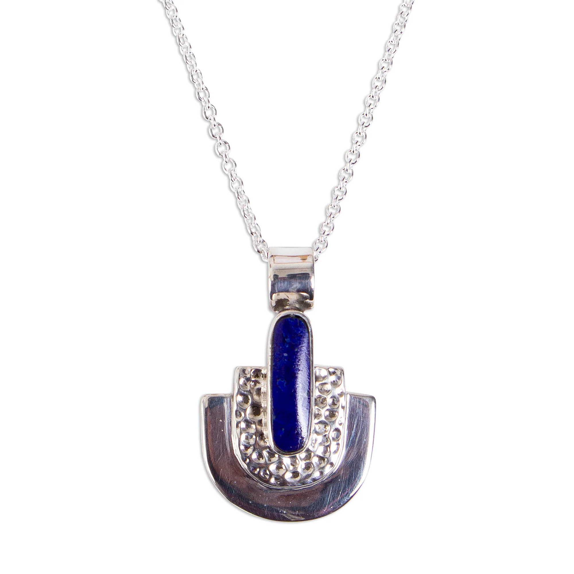 Huipil Style Taxco Lapis Lazuli Pendant Necklace from Mexico - Image 2