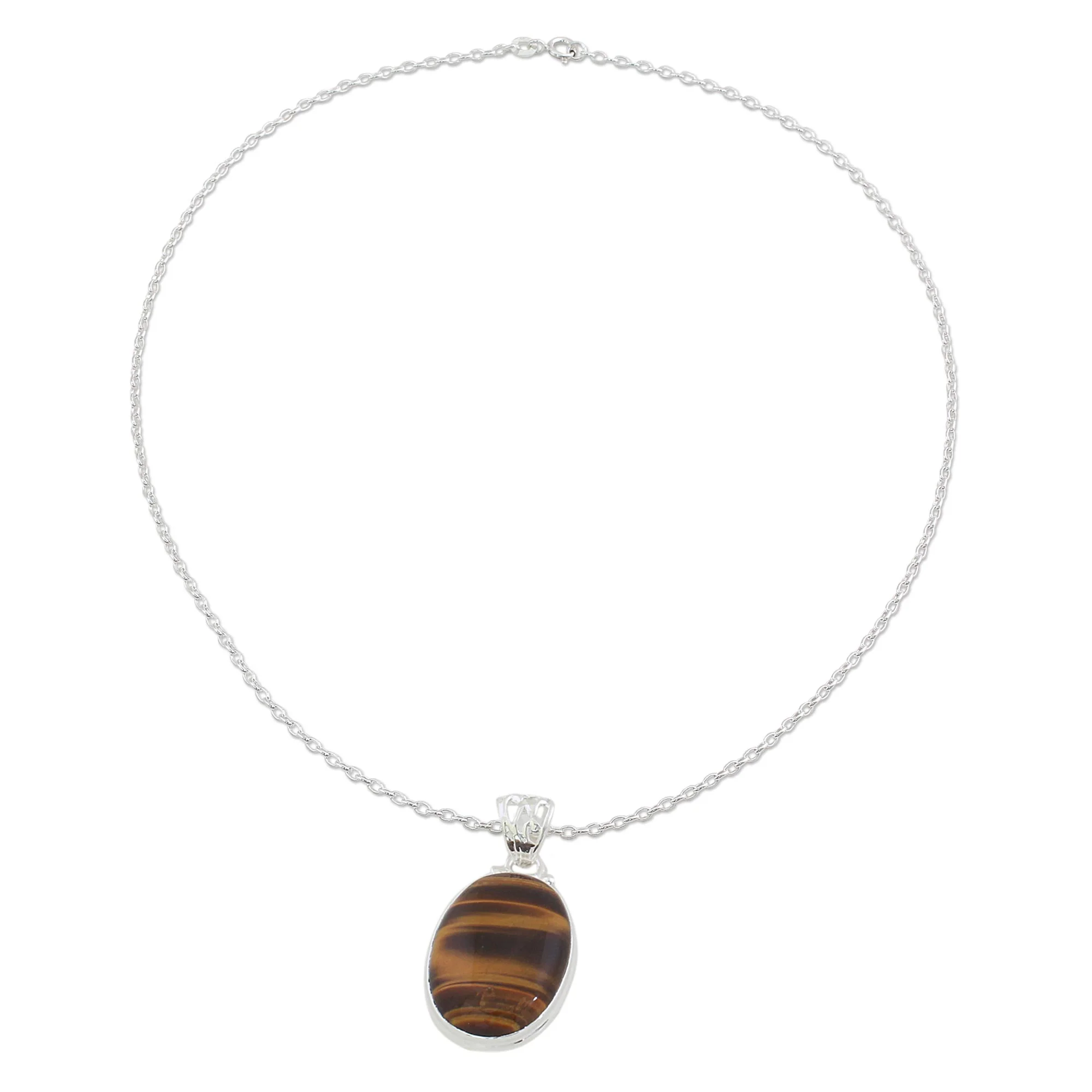 Hypnotic Feline Tiger's Eye Silver Necklace - Image 2