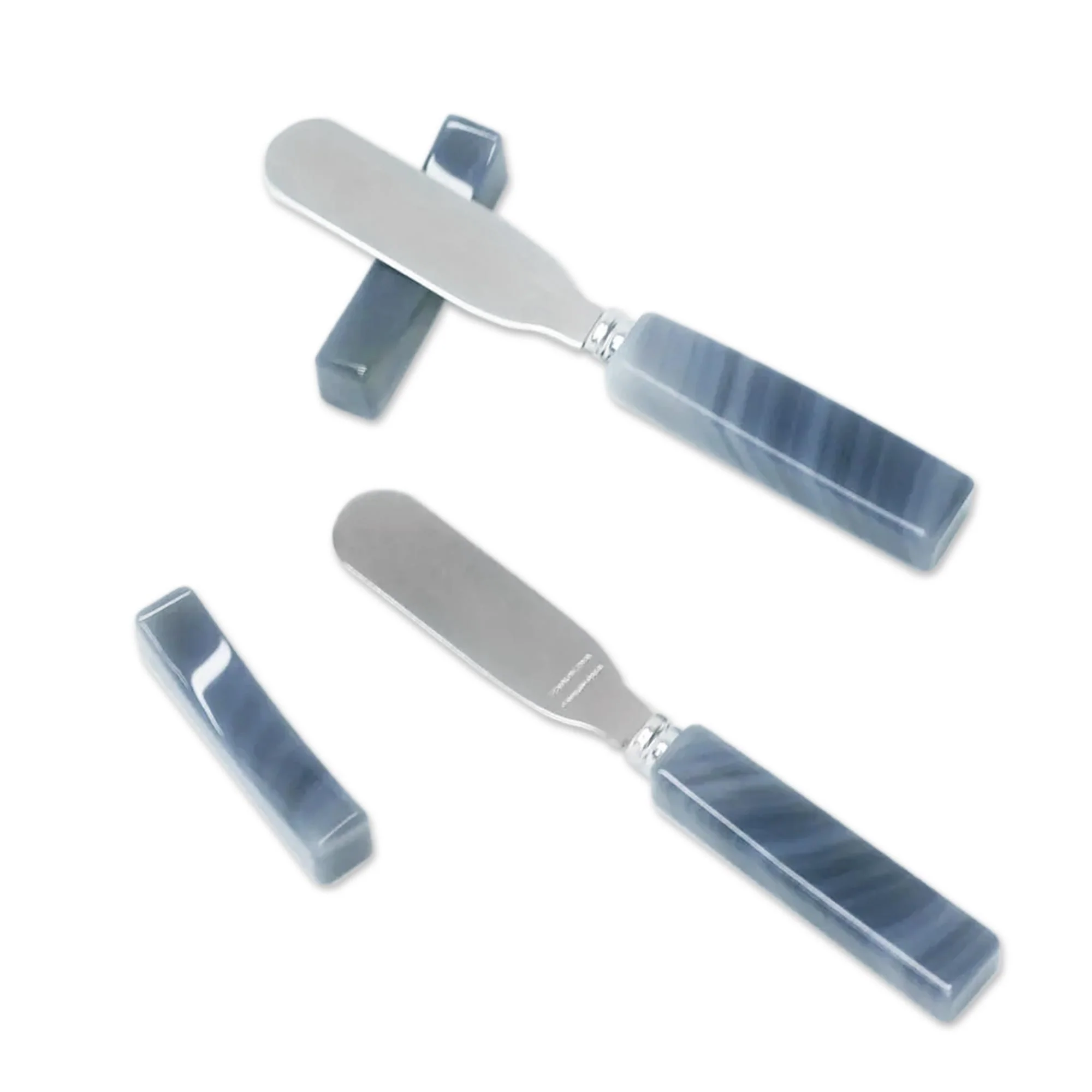 Hypnotic Gray Deli Agate spreader knives and rests (Pair) - Image 4