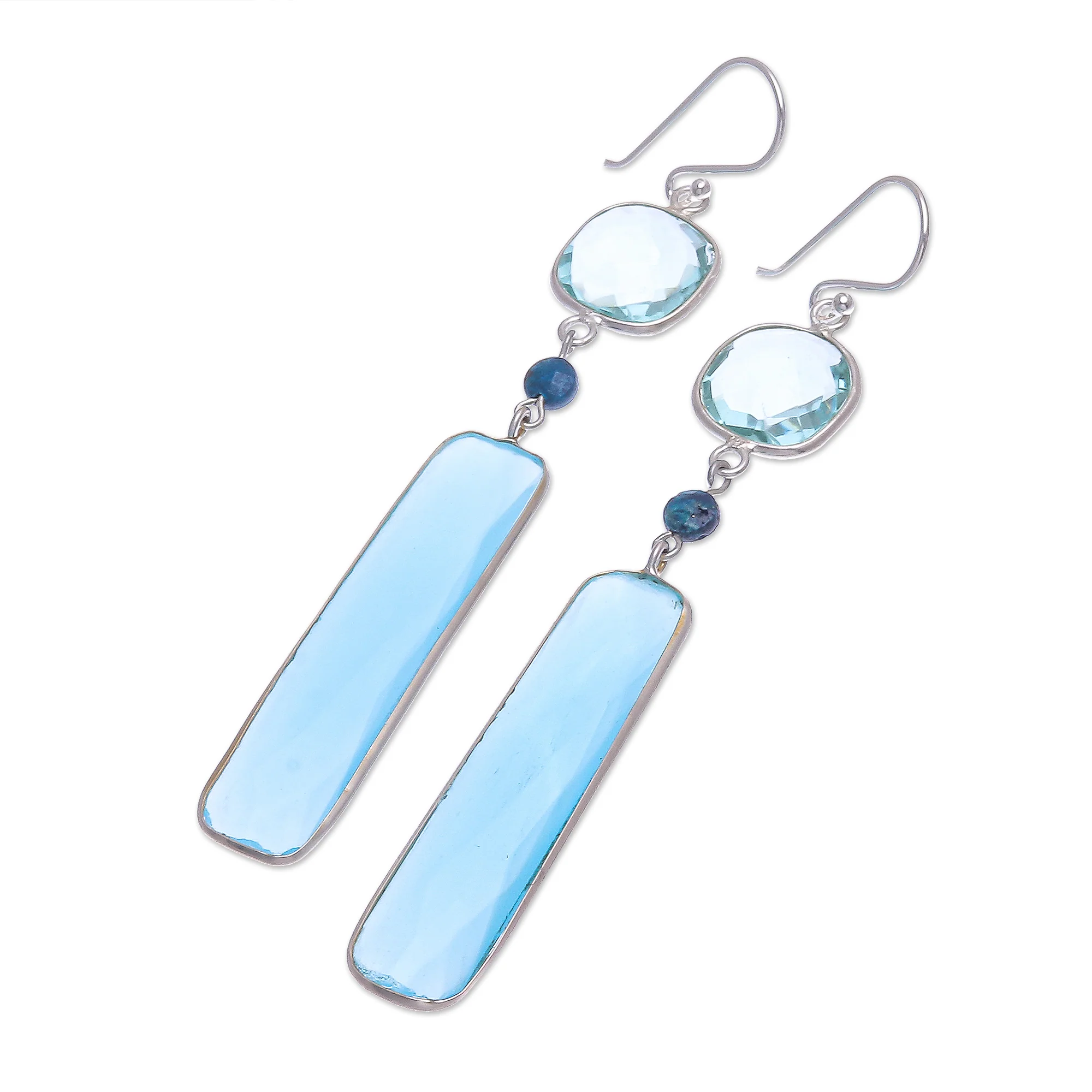 Ice Queen Rhodium-Plated Chalcedony and Chrysocolla Dangle Earrings - Image 4