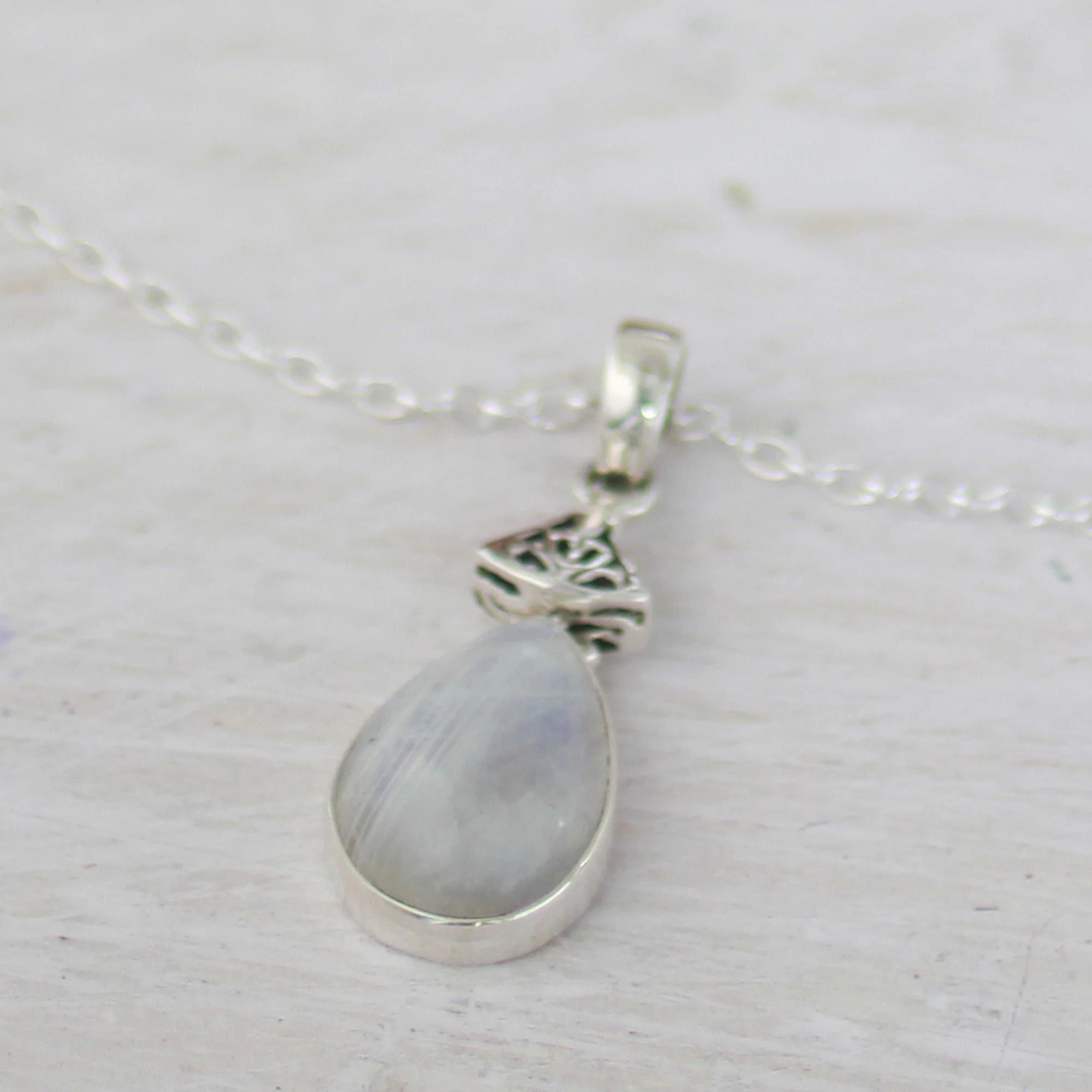 Icy Droplet Moonstone Pendant Necklace - Image 4