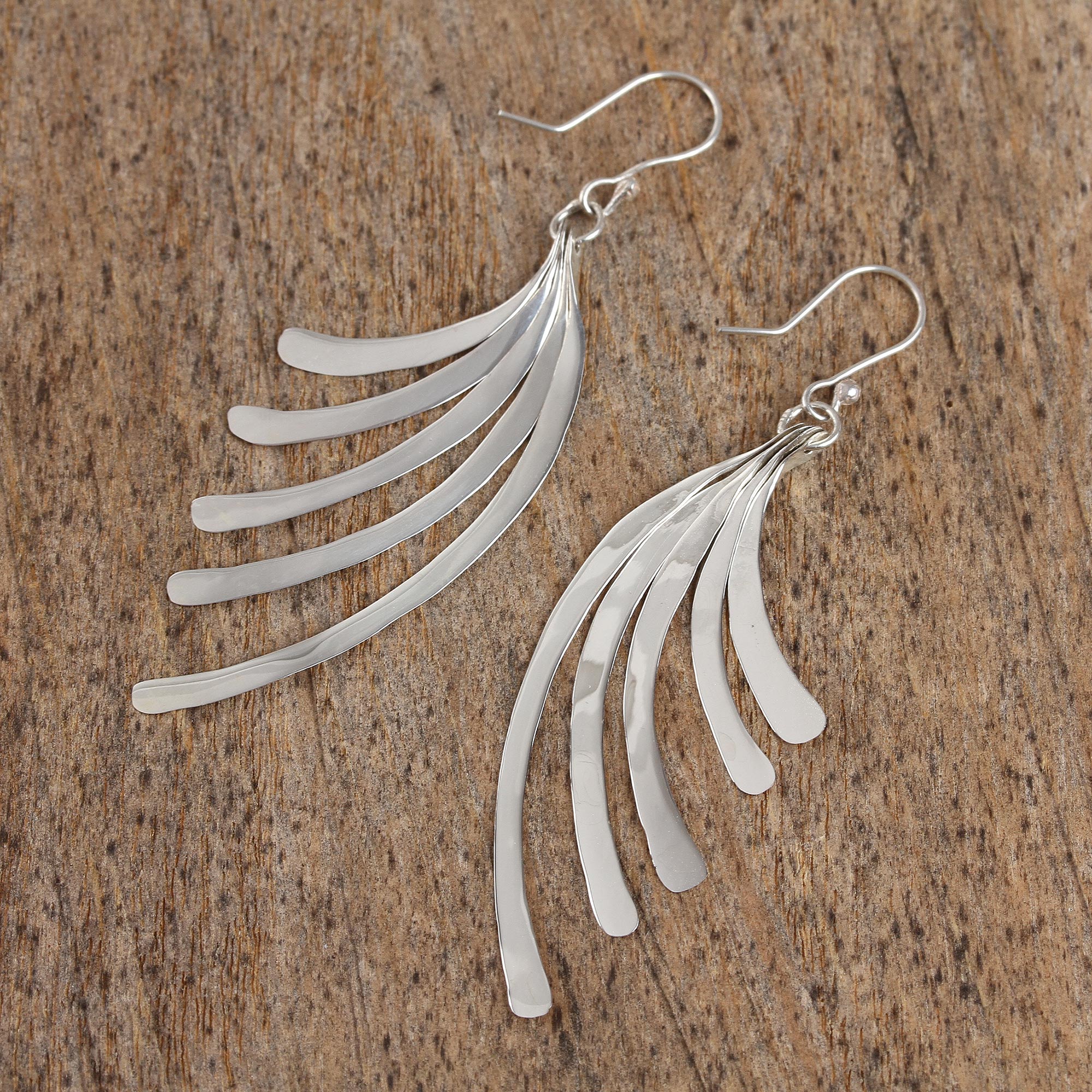 Illusory Cascade Artisan Crafted Sterling Silver Dangle Earrings from Mexico - Image 3
