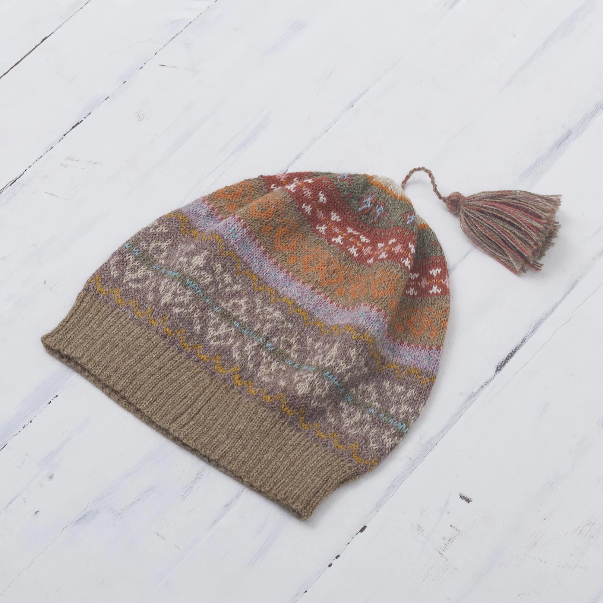 Inca Earth Earth-Tone 100% Alpaca Knit Hat from Peru - Image 4
