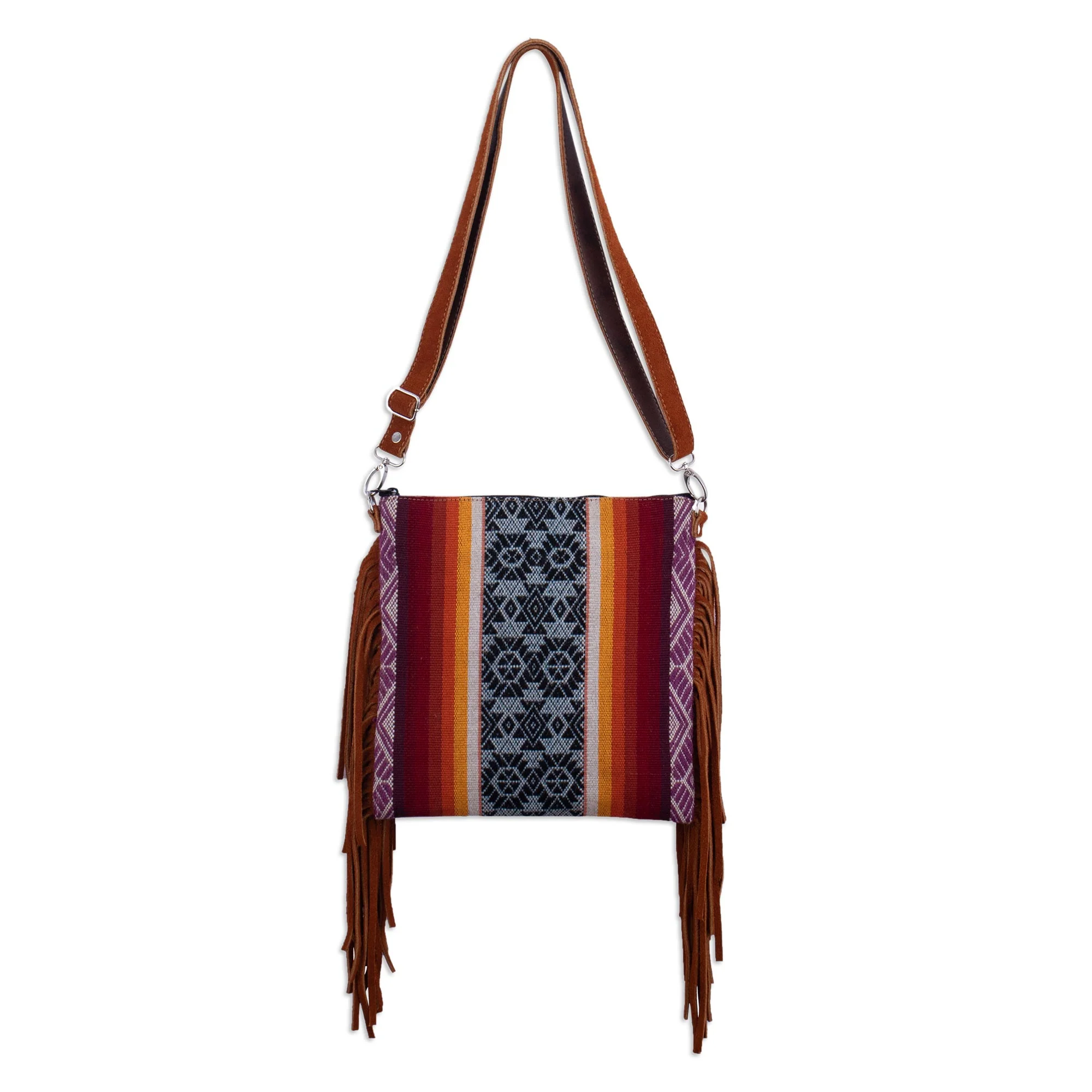 Inca Inspiration Wool Shoulder Bag with Suede Trim - Image 2
