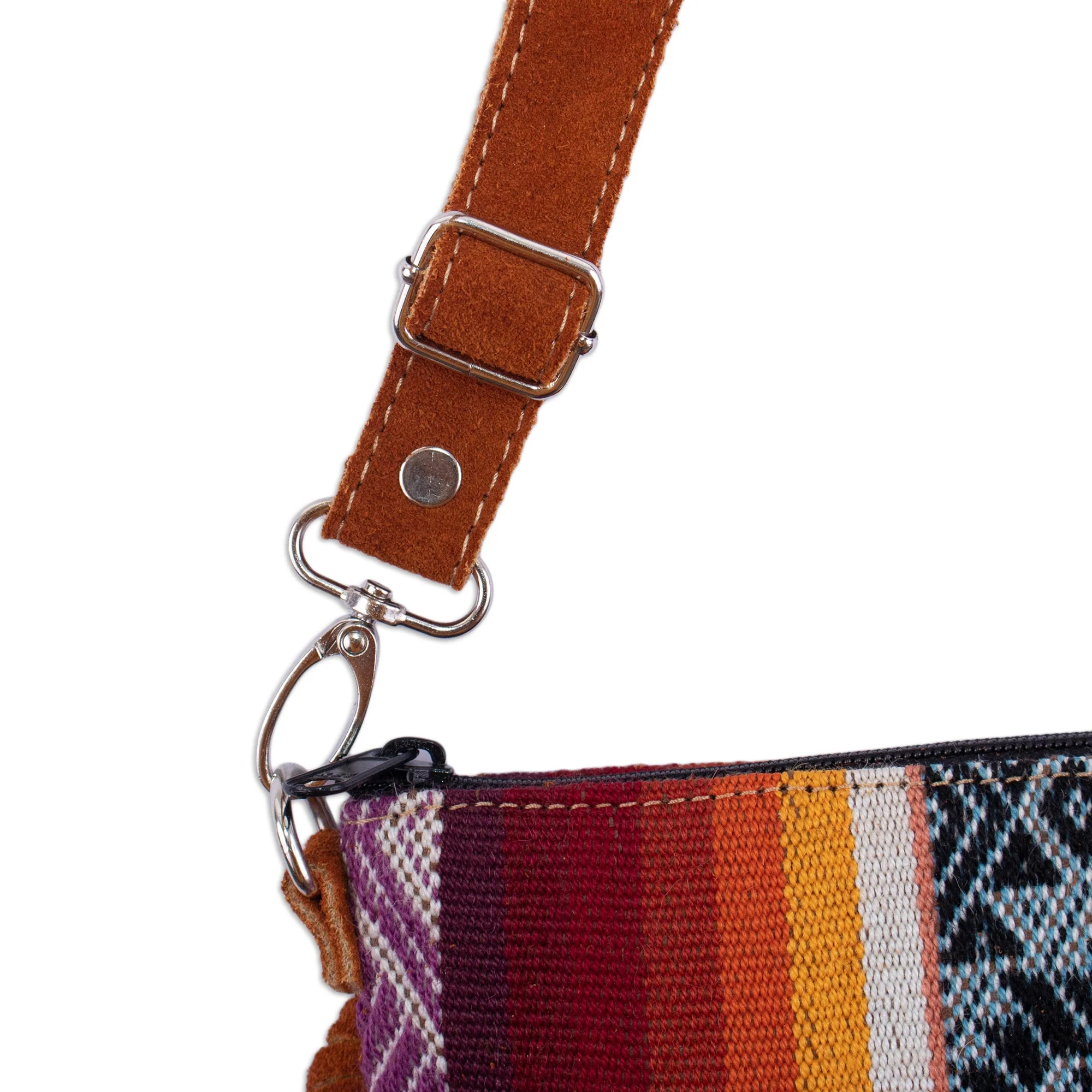Inca Inspiration Wool Shoulder Bag with Suede Trim - Image 4