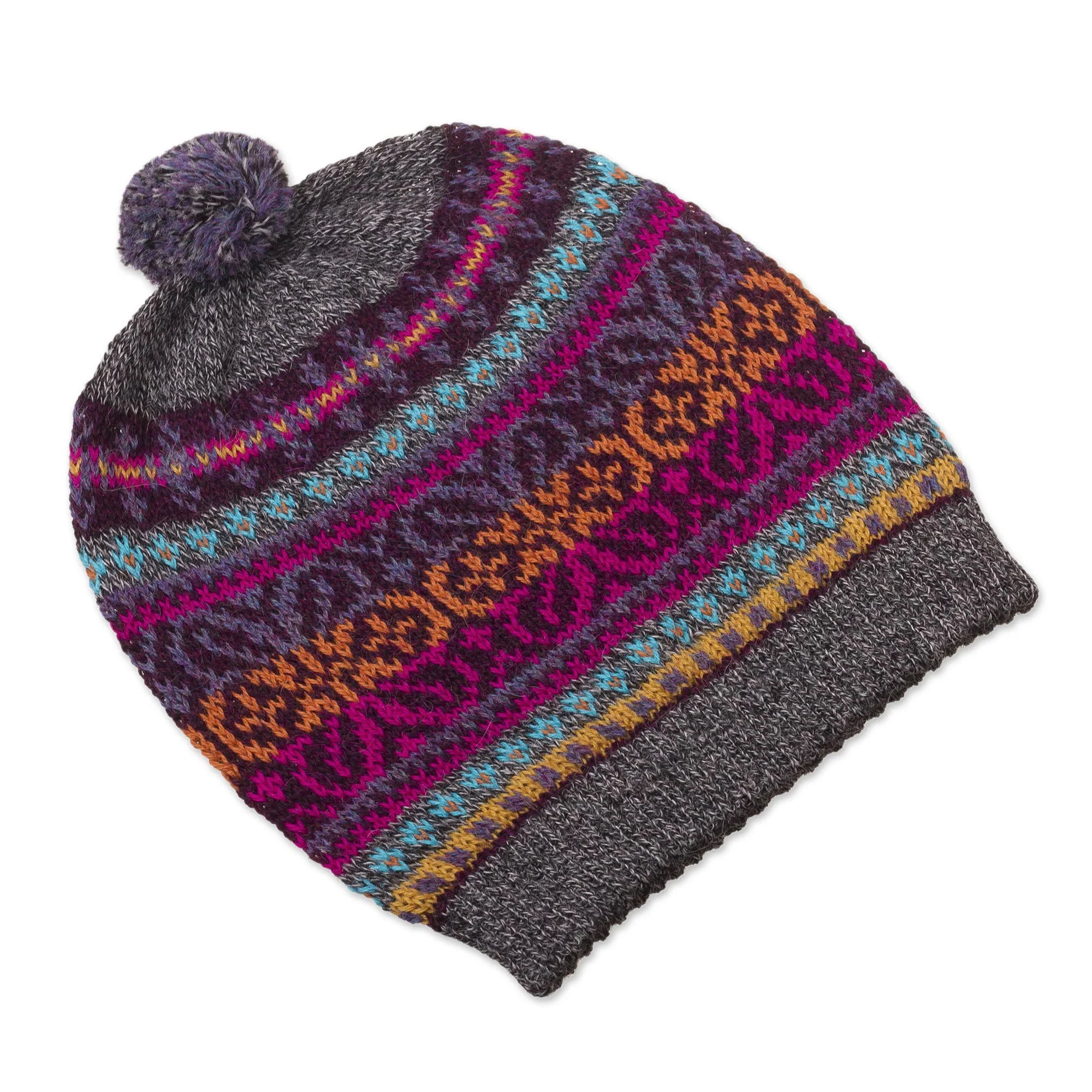 Inca Melange Multicolored 100% Alpaca Knit Hat - Image 2