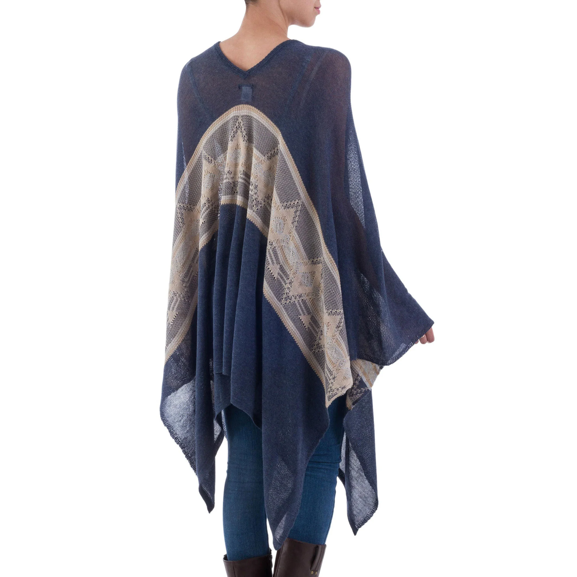 Inca Striped Woven Poncho - Image 5