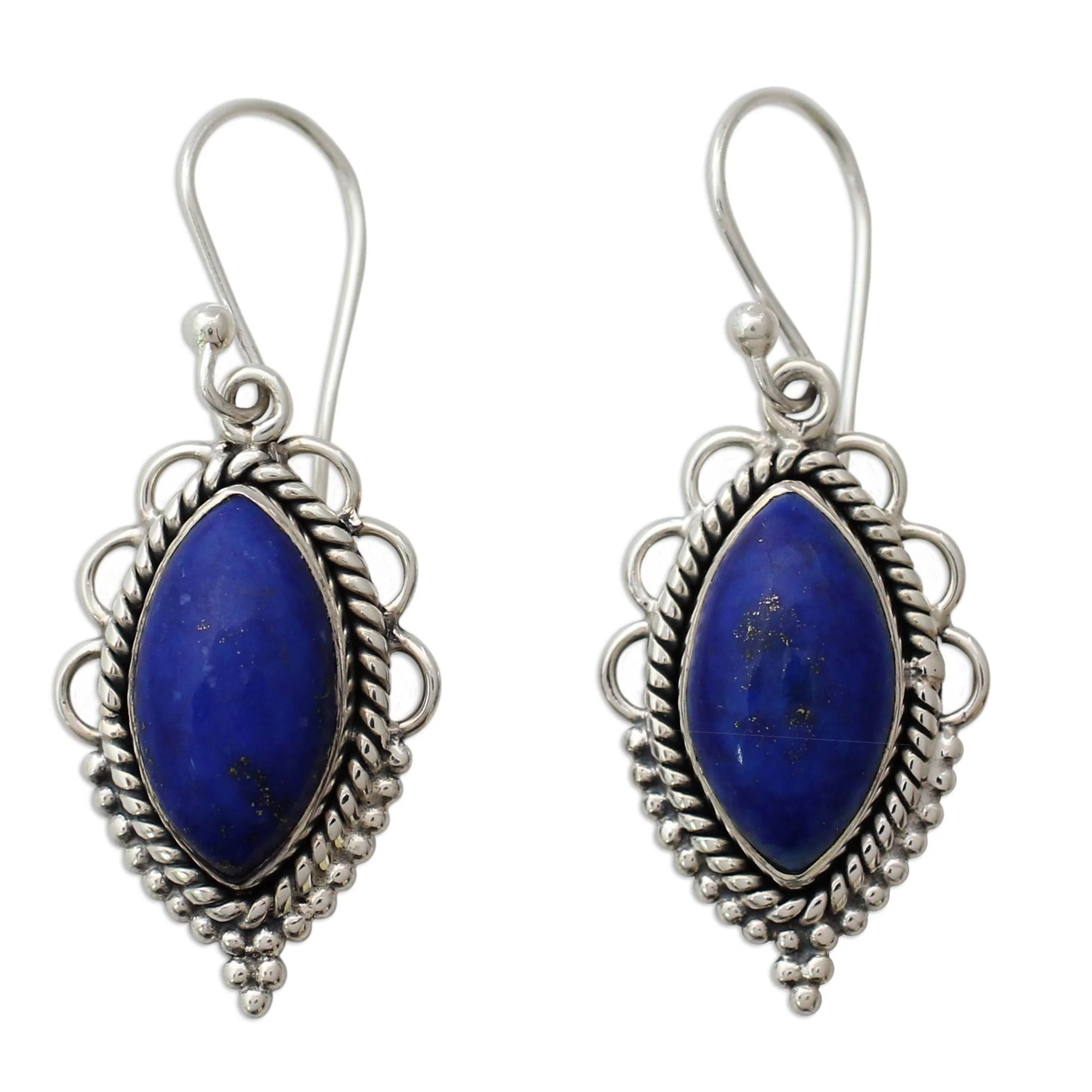 Indian Ocean Sterling Silver Earrings with Deep Blue Lapis Lazuli Gems - Image 2