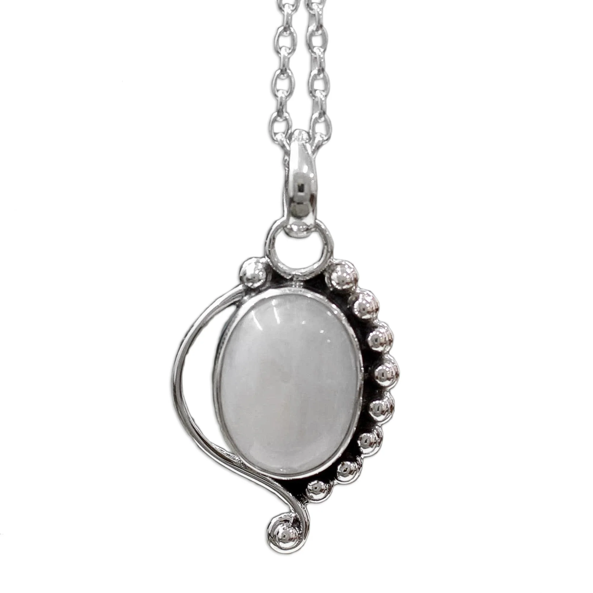 Indian Paisley Indian Sterling Silver and Moonstone Pendant Necklace - Image 2