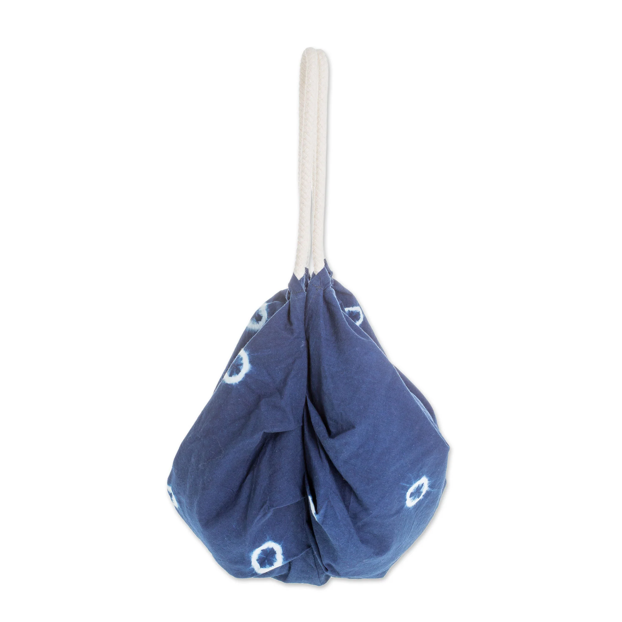 Indigo Spots Tie-Dyed Cotton Hobo Handbag from El Salvador - Image 3