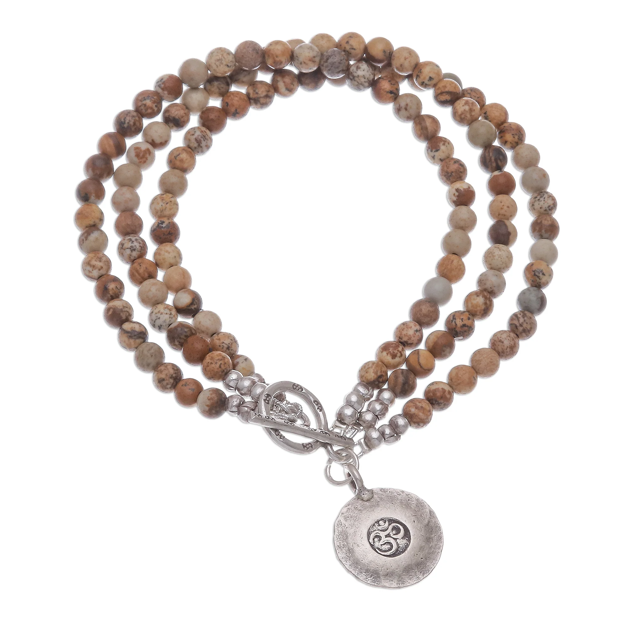 Infinite Earth Beaded Brown Jasper and 950 Silver Bracelet - Image 2