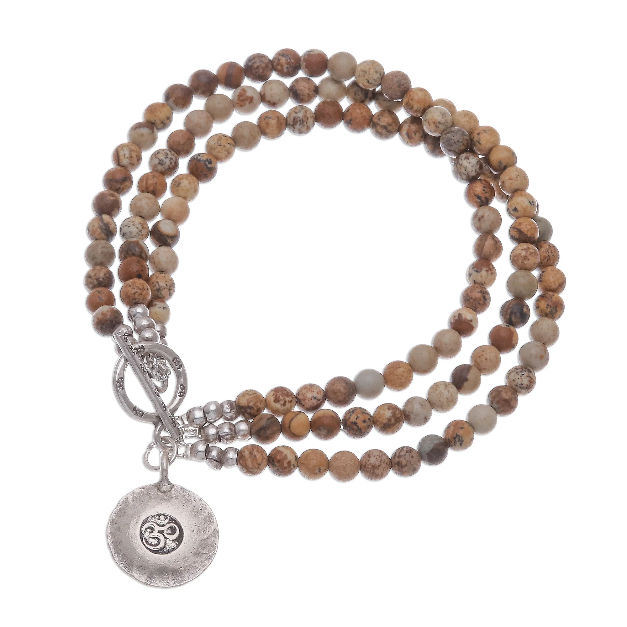 Infinite Earth Beaded Brown Jasper and 950 Silver Bracelet - Image 4