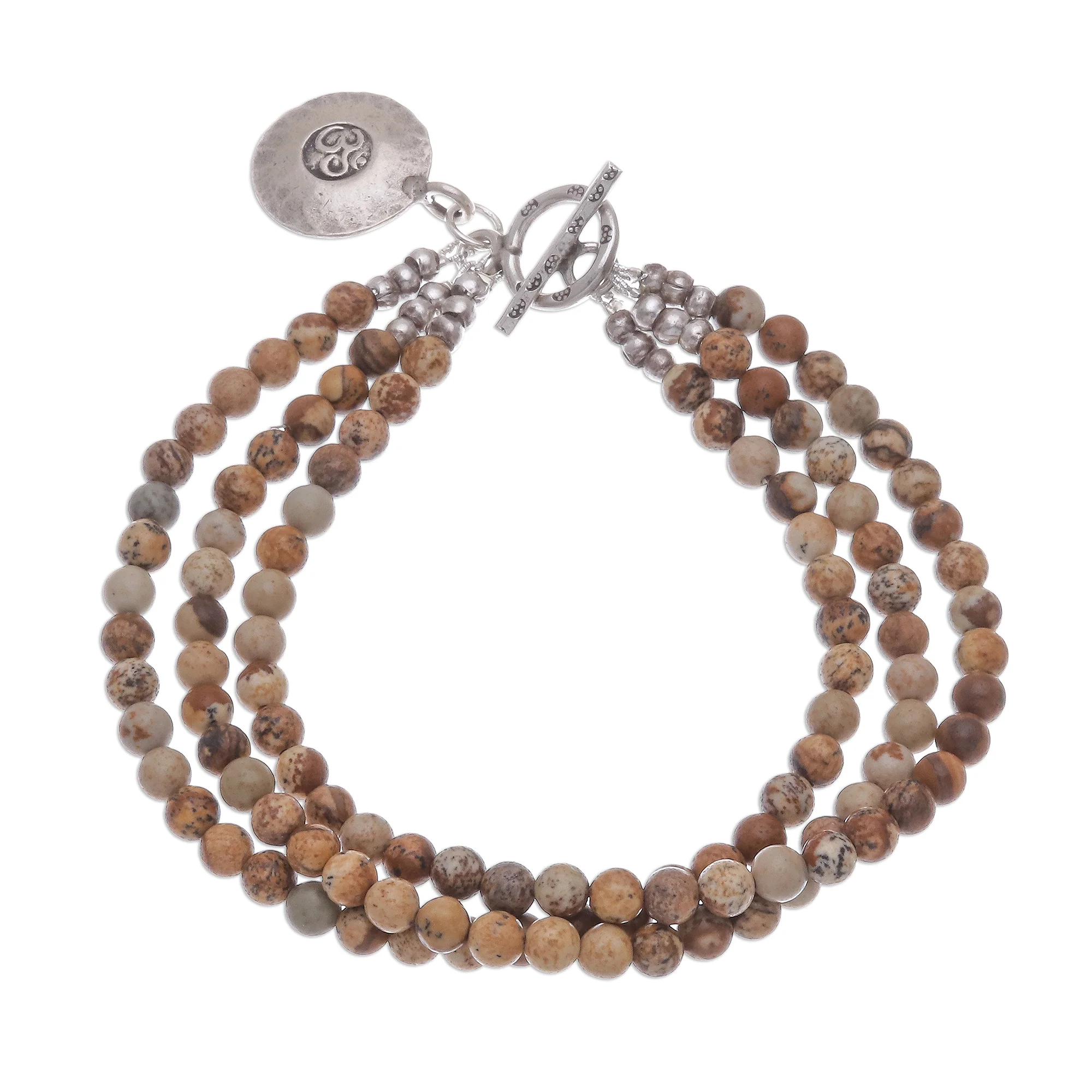 Infinite Earth Beaded Brown Jasper and 950 Silver Bracelet - Image 5