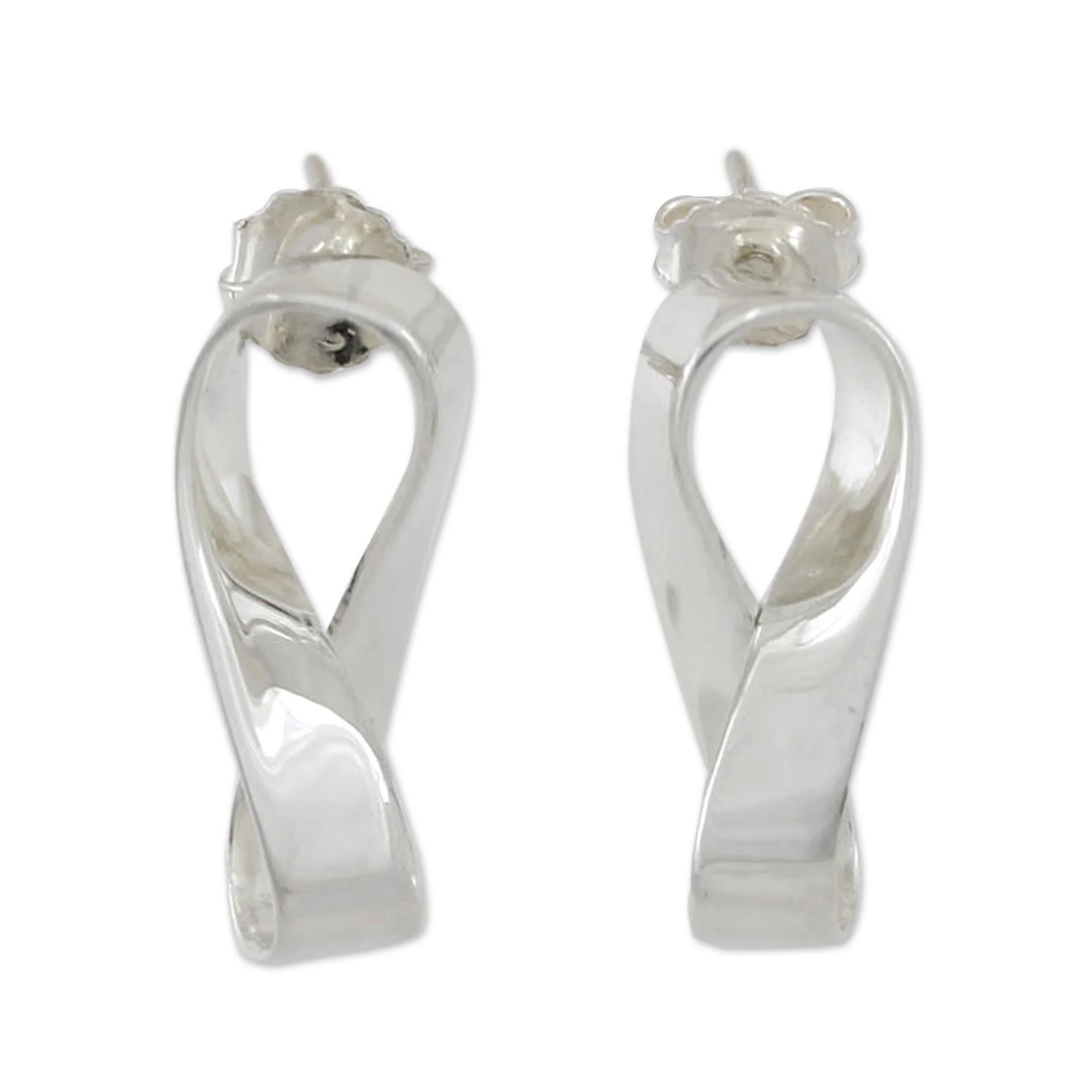 Infinite Maya Inspirational Sterling Silver Button Earrings - Image 2