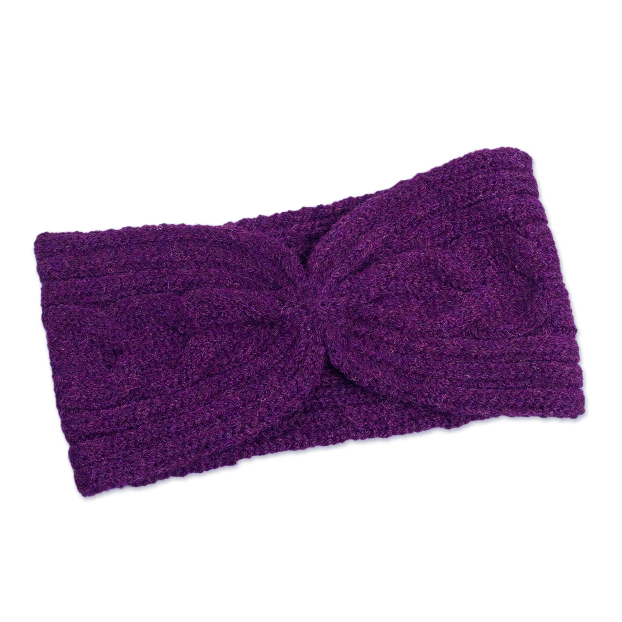 Infinite Spirit in Boysenberry Trendy Boysenberry Color Ear Warmer in Alpaca Blend Knit - Image 5