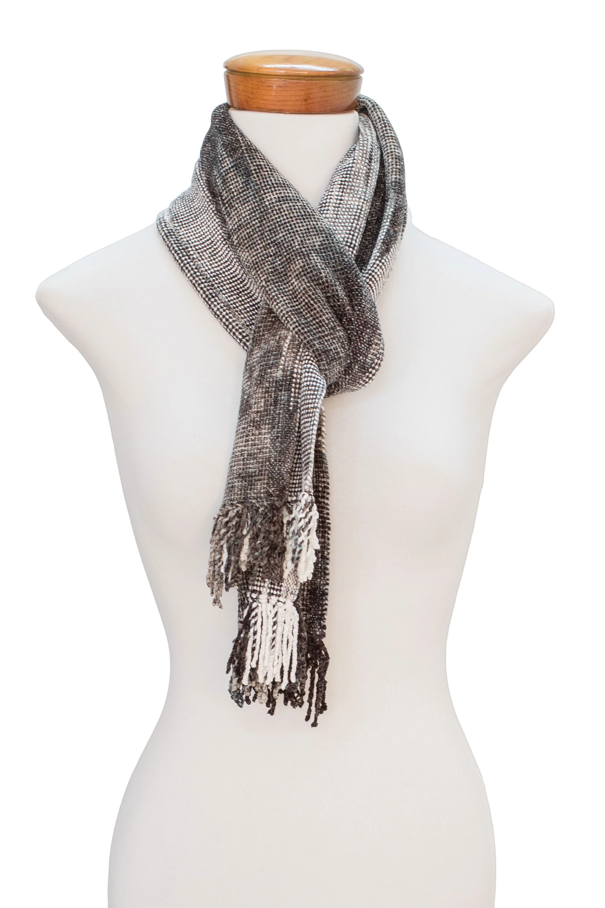 Infinite Universe Handwoven Grey Rayon Chenille Scarf from Guatemala - Image 2