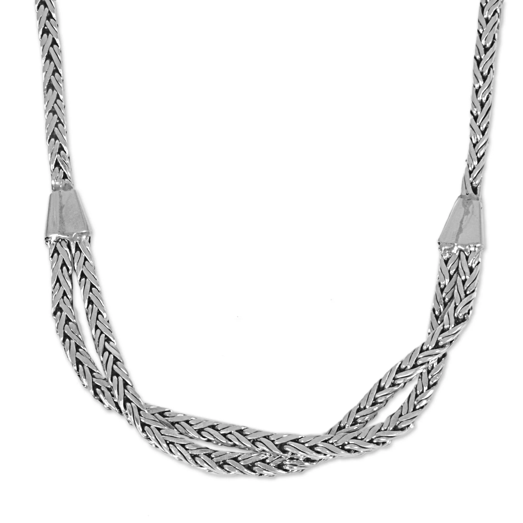 Inseparable Duo Hand Made Sterling Silver Chain Necklace from Indonesia - Image 2