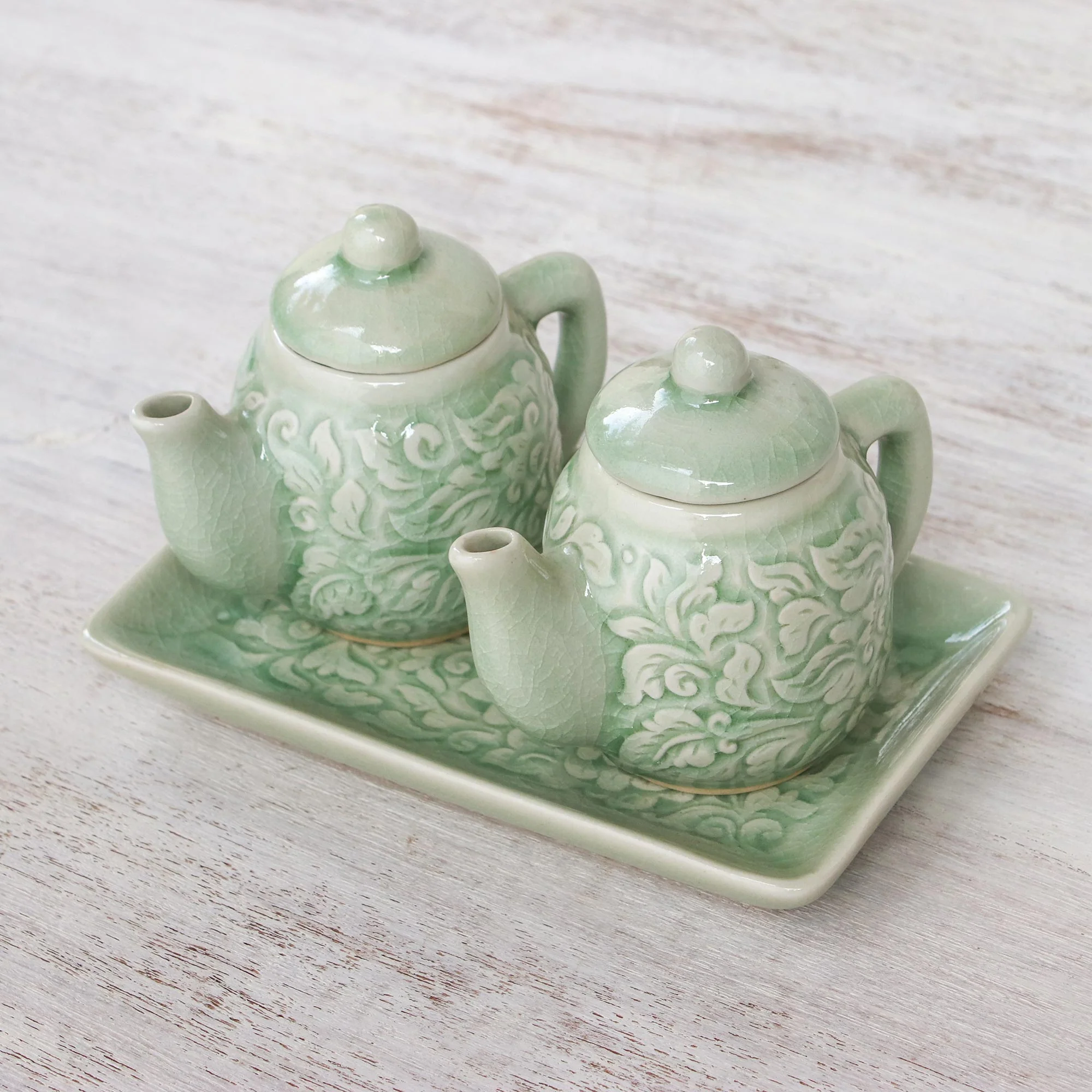 Inseparable Thai Celadon Ceramic Cruet Set (Pair) - Image 3