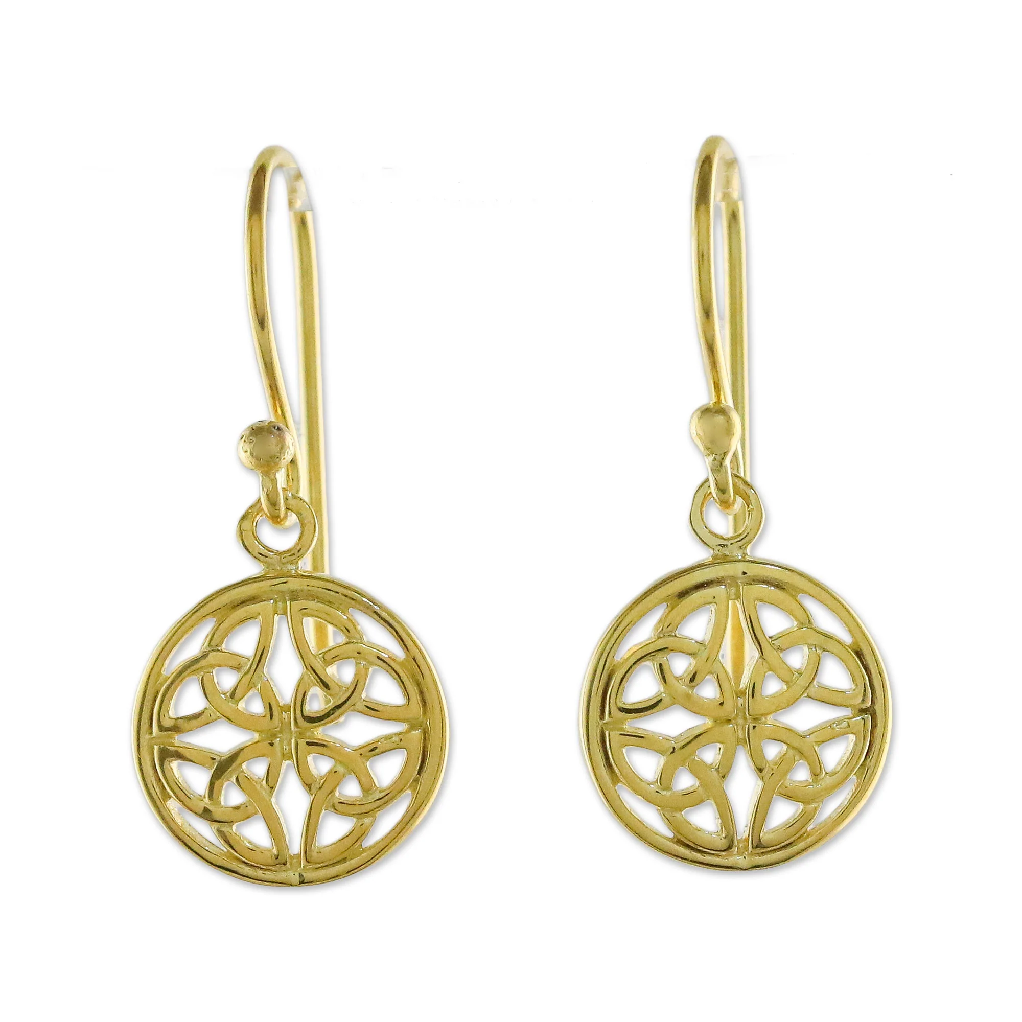 Interconnected in Gold Gold Plated Sterling Silver Labyrinth Circle Dangle Earrings - Image 2