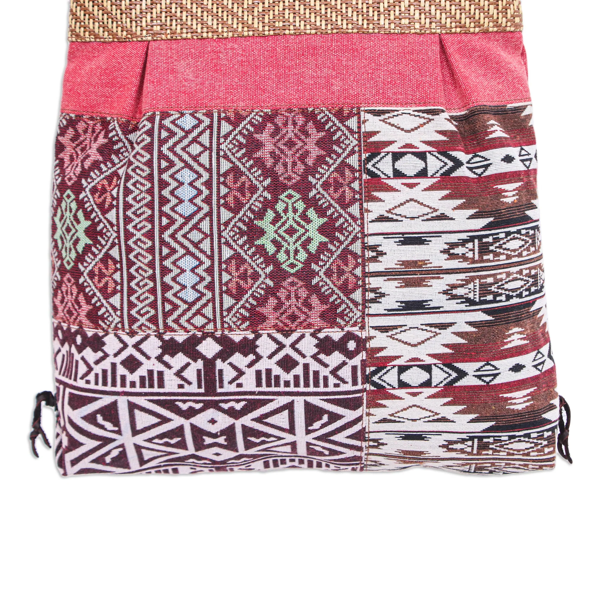 Intermission in Red Leather-Accented Patchwork Sling Bag - Image 3