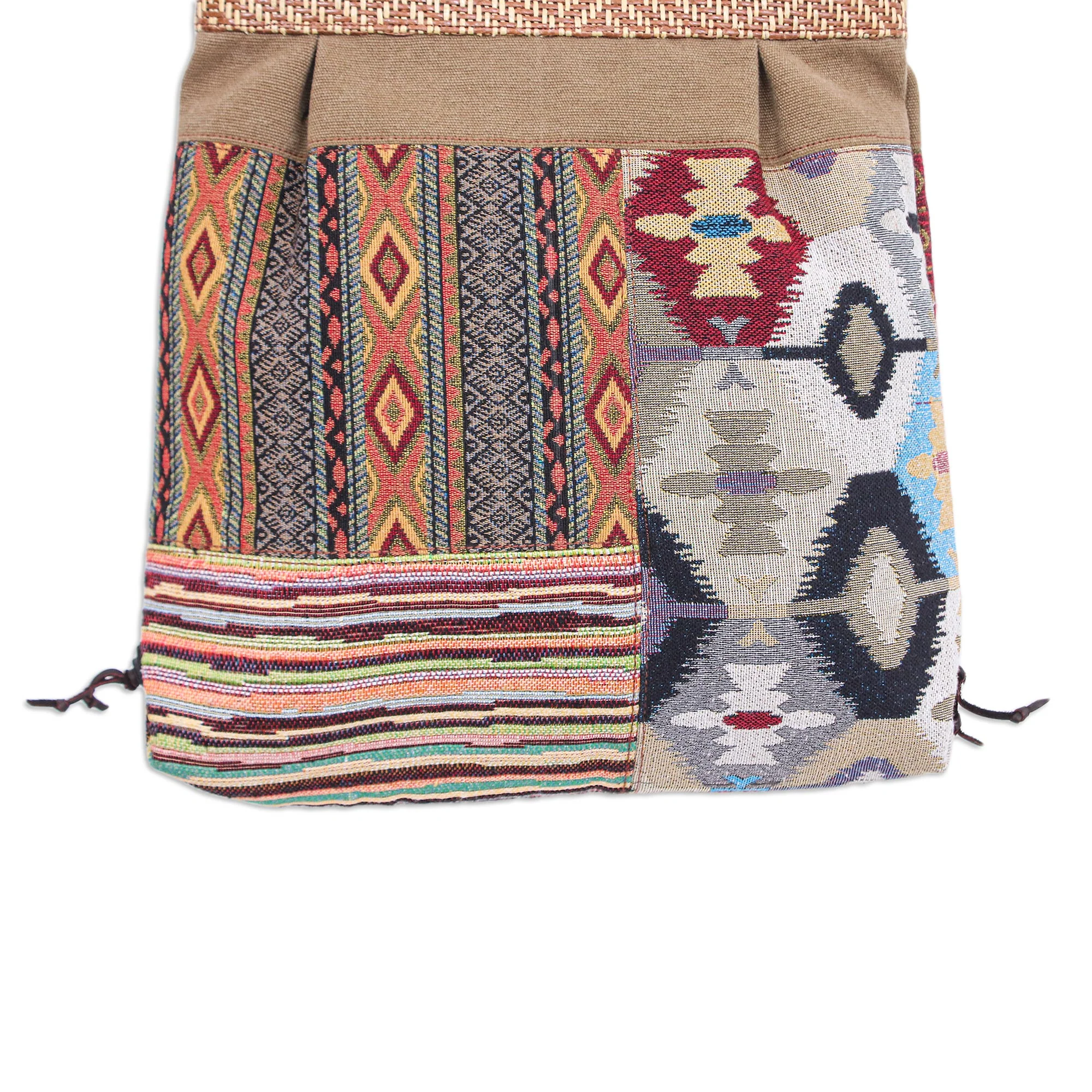 Intermission in Yellow Thai Leather-Accented Cotton Sling Bag - Image 3