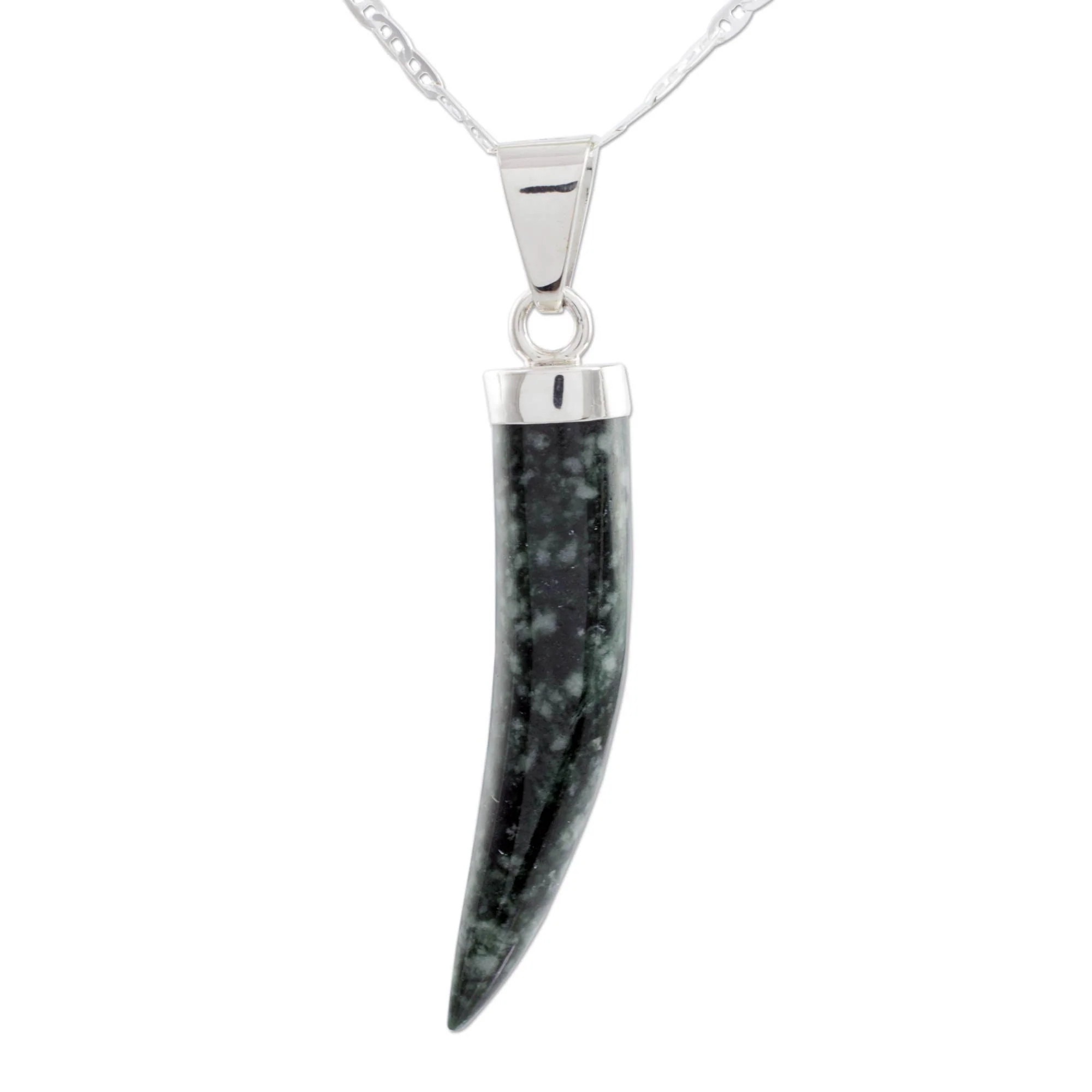 Invincible Men's Handcrafted Sterling Silver Pendant Jade Necklace - Image 2