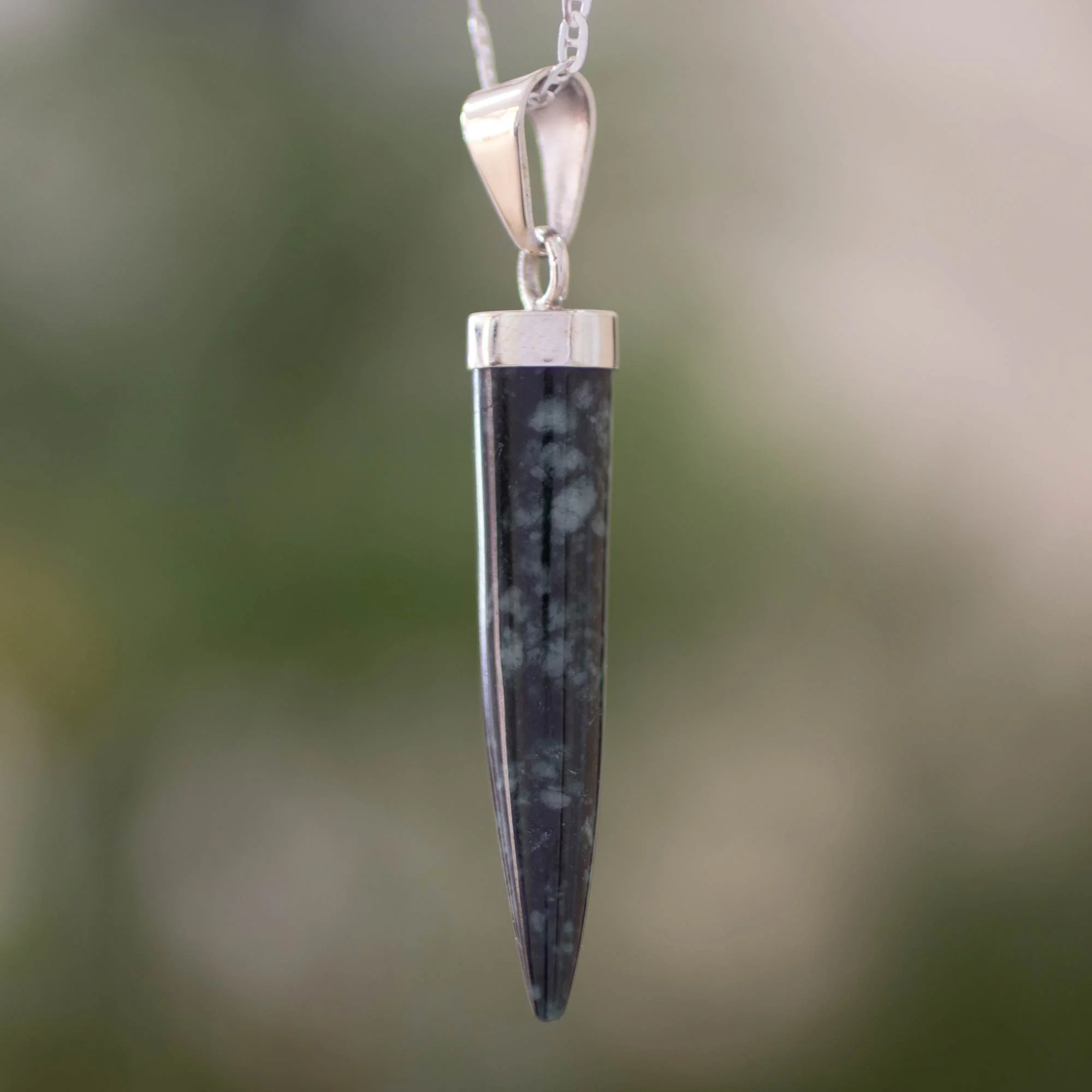Invincible Men's Handcrafted Sterling Silver Pendant Jade Necklace - Image 3