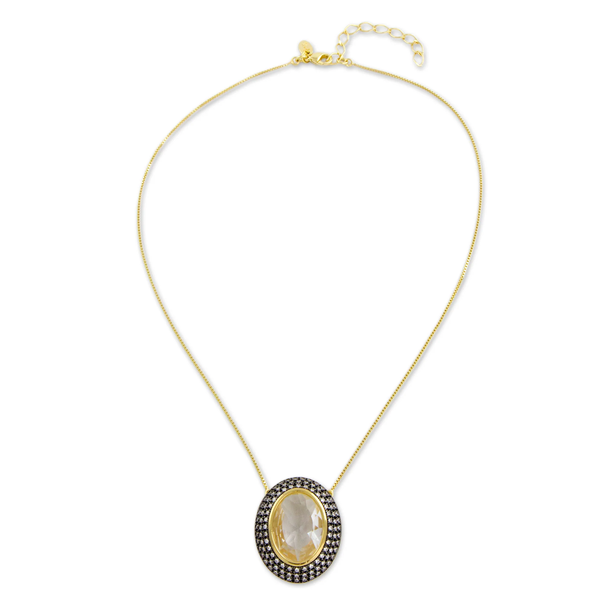 Ipanema Mist Handcrafted White Quartz and CZ Gold Plated Pendant Necklace - Image 2