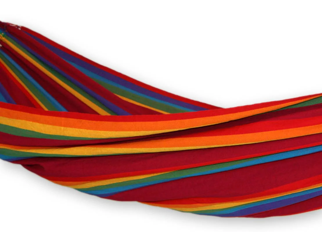 Iracema Rainbow Handmade Striped Cotton Hammock (Double) - Image 2