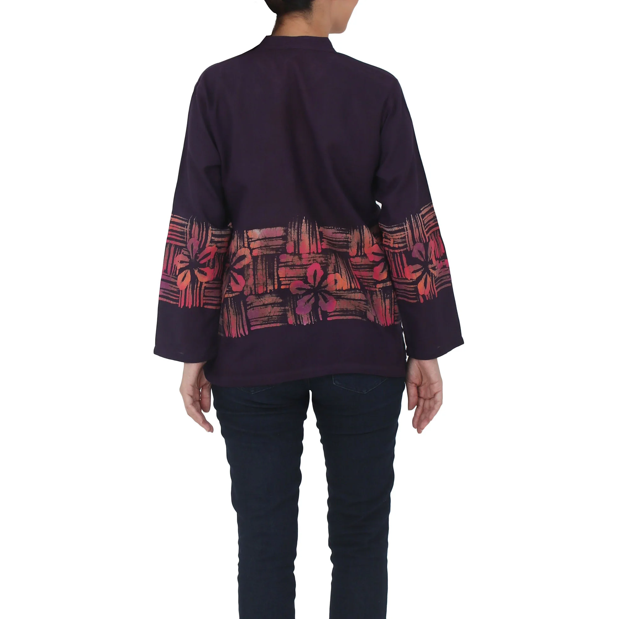 Island Evenings Purple Cotton Batik Tunic - Image 2