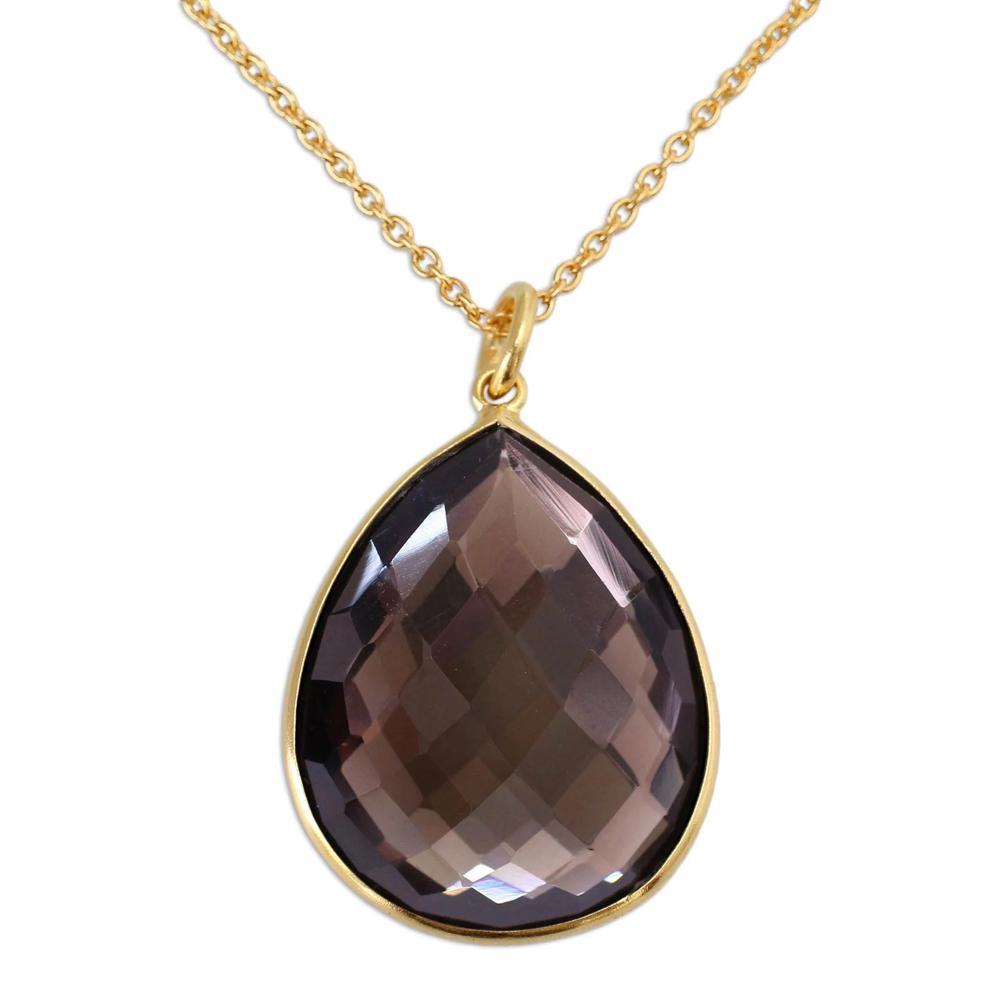 Island Fantasy Gold Vermeil Pendant necklace with Smoky Quartz - Image 2