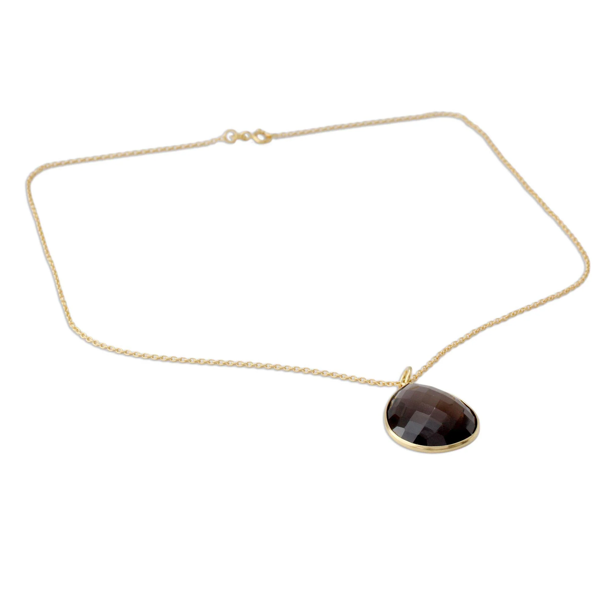 Island Fantasy Gold Vermeil Pendant necklace with Smoky Quartz - Image 3