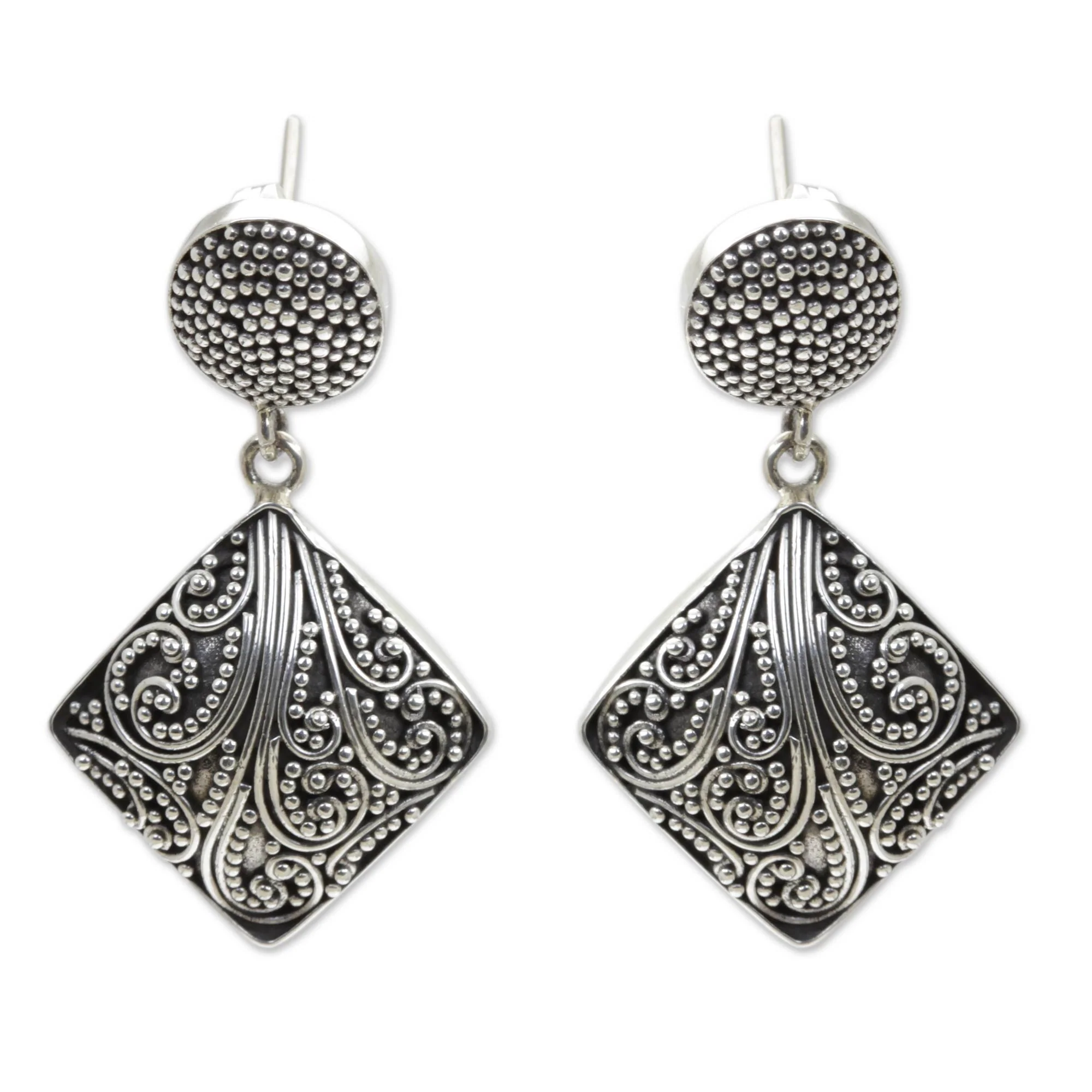 Island Rain Silver Granule Earrings - Image 2