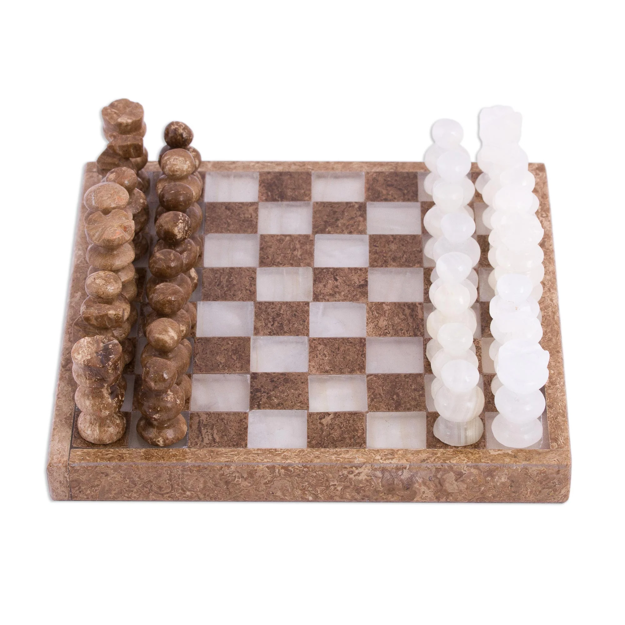 Ivory Challenge Onyx & Marble Mini Chess Set - Image 2
