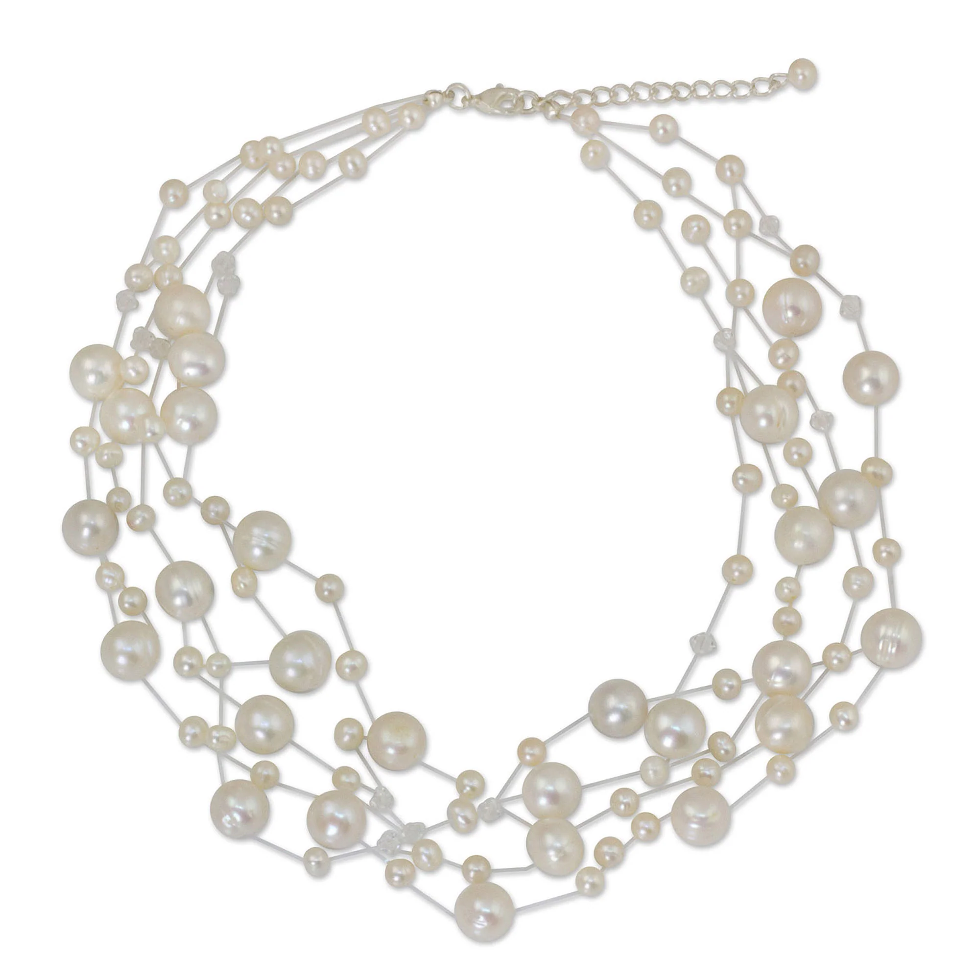Ivory Fishnet Pearl Beaded Necklace - Image 2