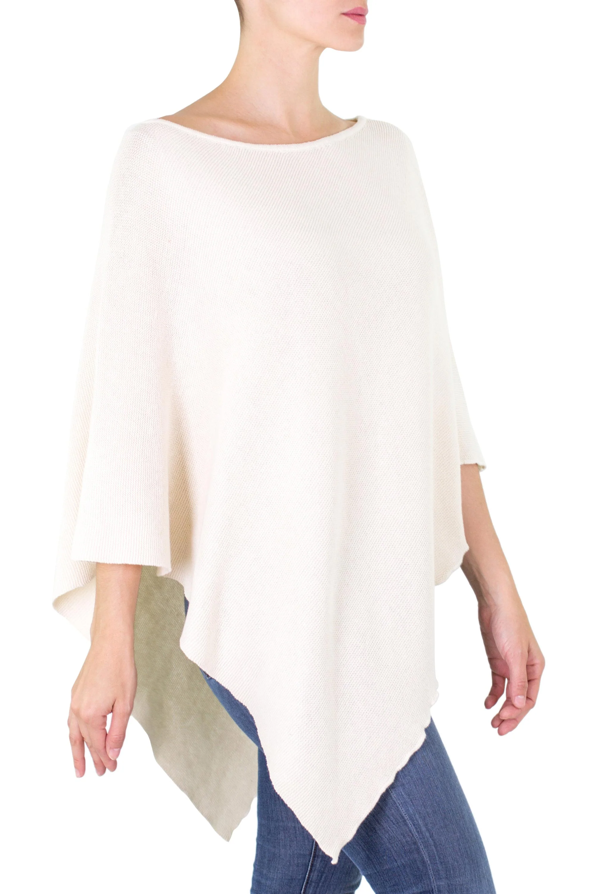 Ivory Grace Cotton Hand Made Poncho - Image 3