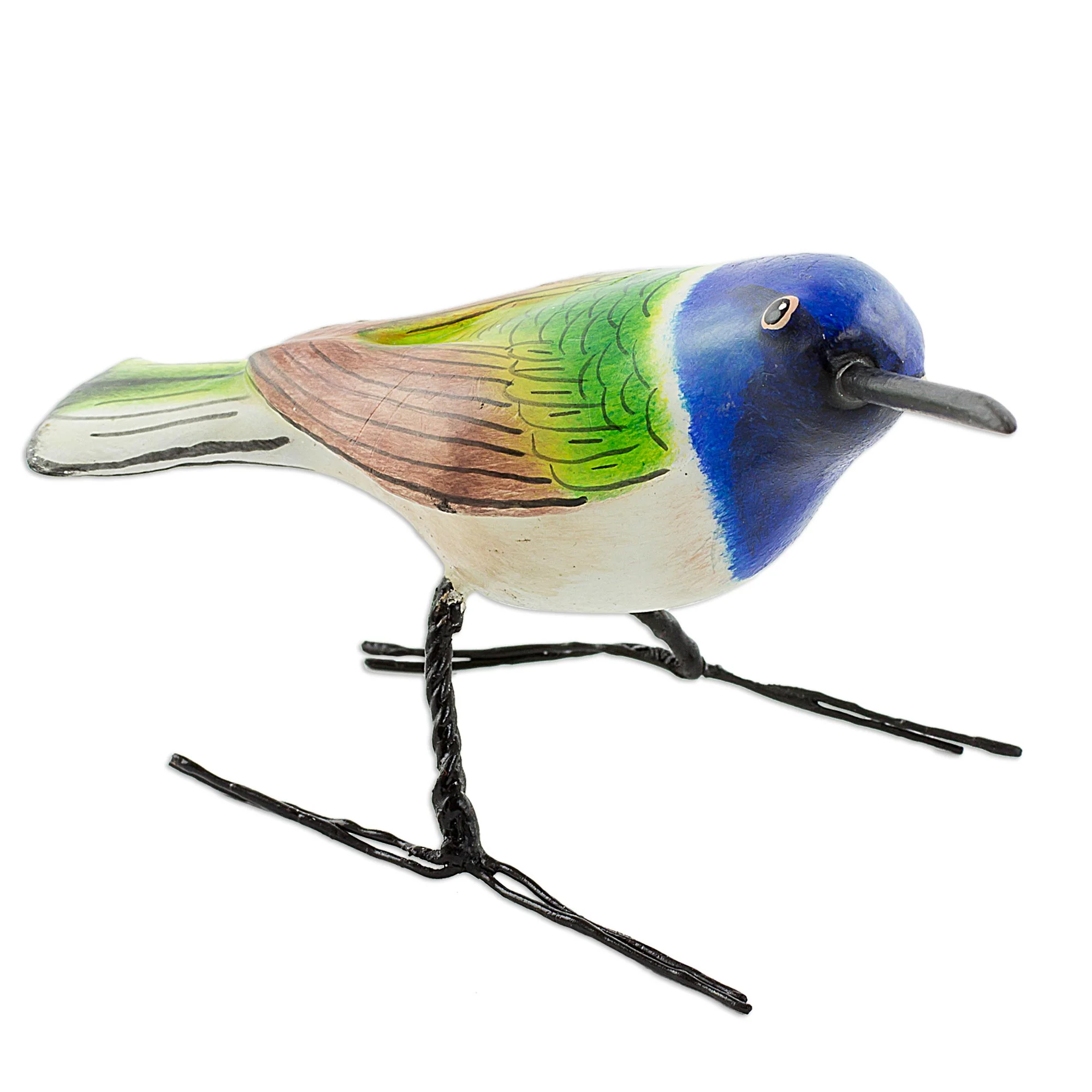 Jacobin Hummingbird Guatemalan Handmade Jacobin Hummingbird Clay Bird Figurine - Image 2