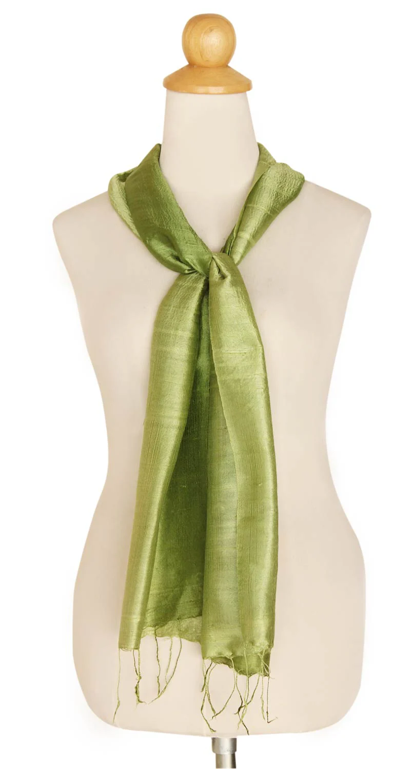 Jade Duality Green Silk Batik Scarf - Image 2